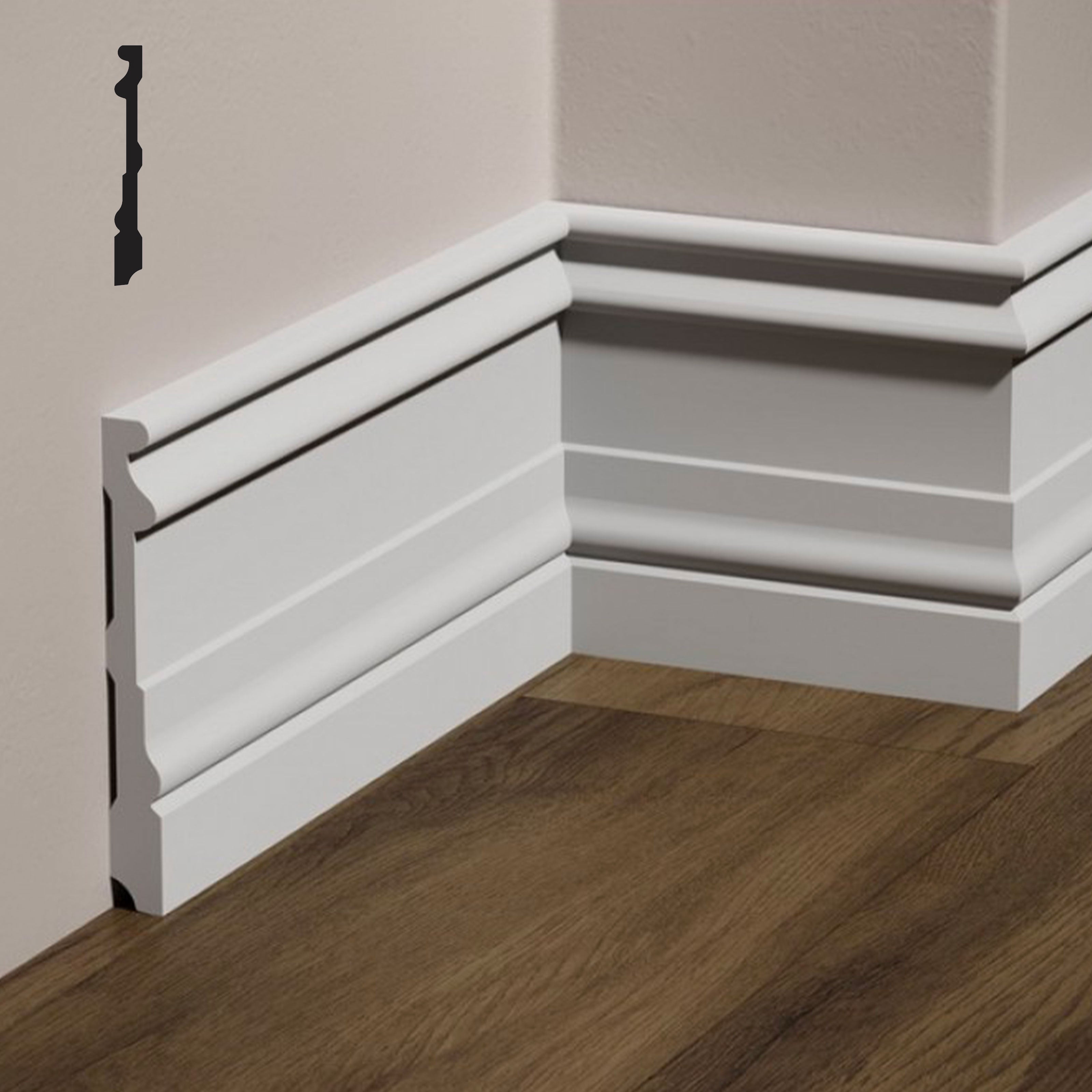 bancale da 64,8ml di Battiscopa REGALE in POLIMERI FeelingWood-HD 150x17mm - BIANCO - Eternal Parquet