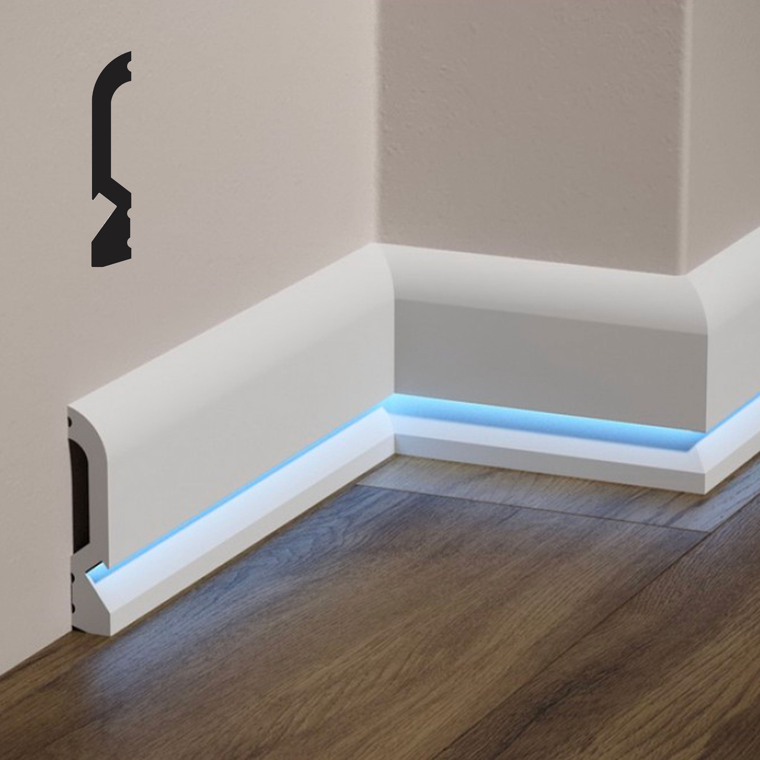 bancale da 93,6ml di Battiscopa BC incasso LED in POLIMERI FeelingWood-HD 100x19mm - BIANCO - Eternal Parquet