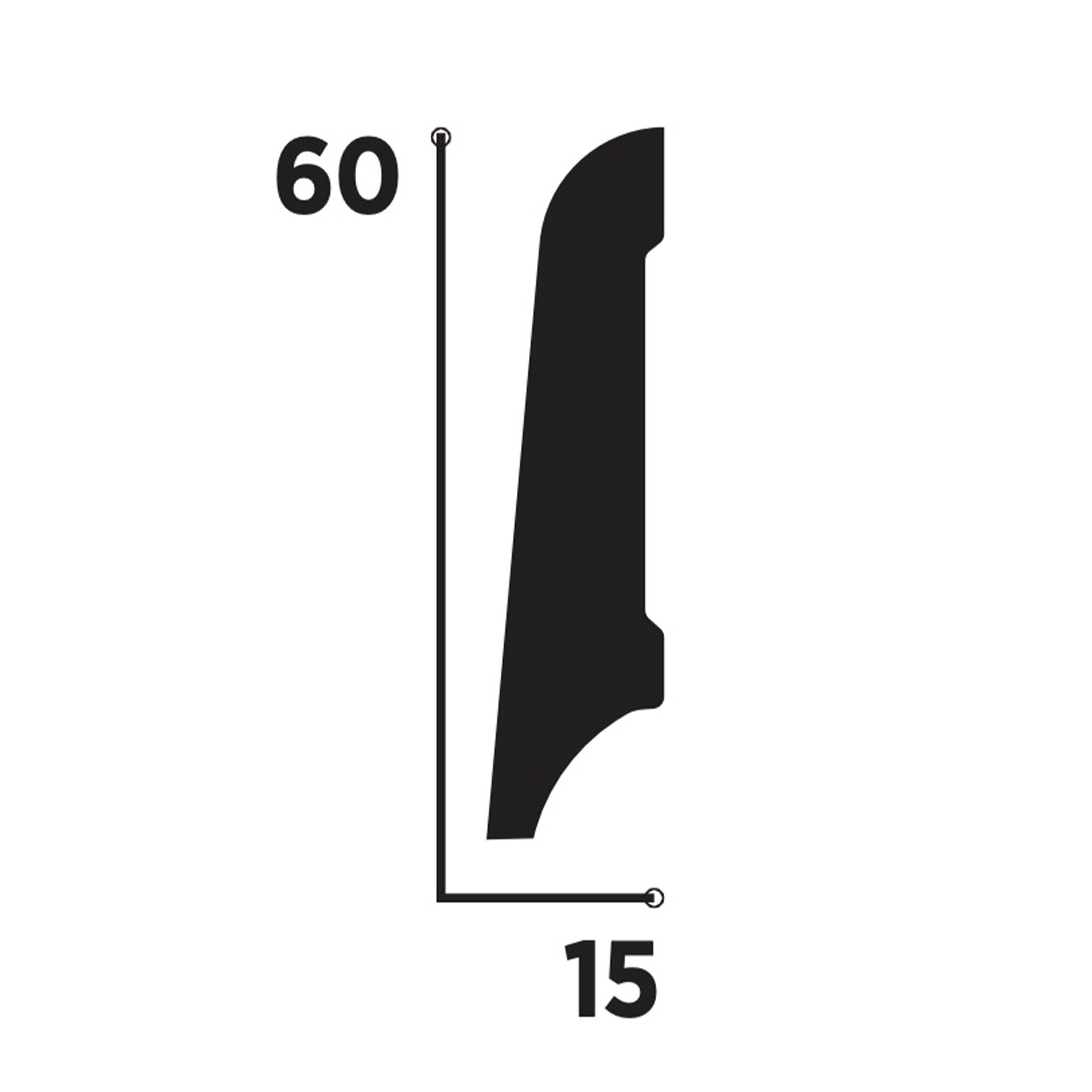 Battiscopa INCLINATO in POLIMERI FeelingWood-HD 60x15mm - BIANCO (prezzo al metro) - Eternal Parquet