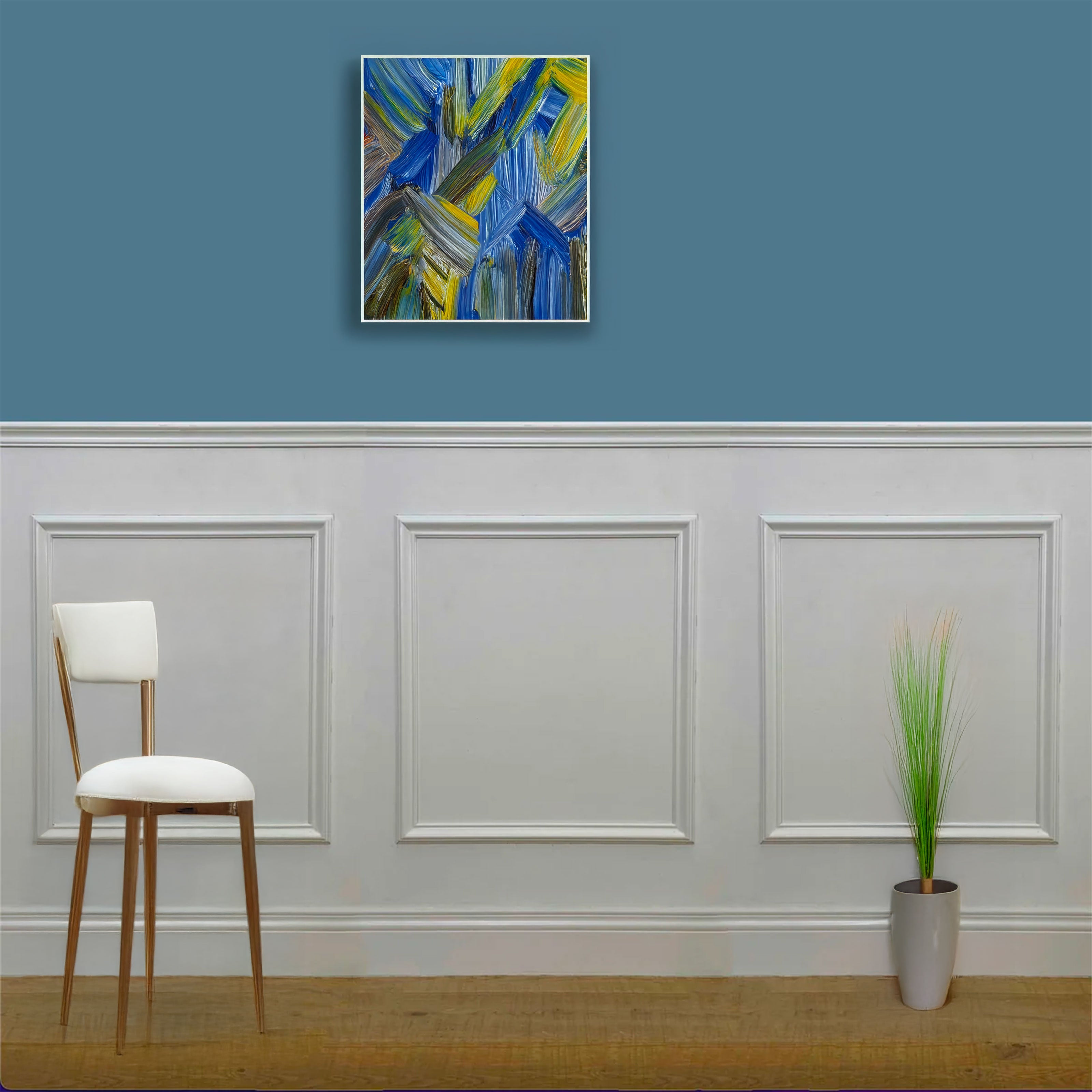 Kit 2 metri di parete Boiserie PREMIUM "Decorativa" (senza pannelli, solo estetica) in polimeri bianca (L200xH120) verniciabile - Eternal Parquet