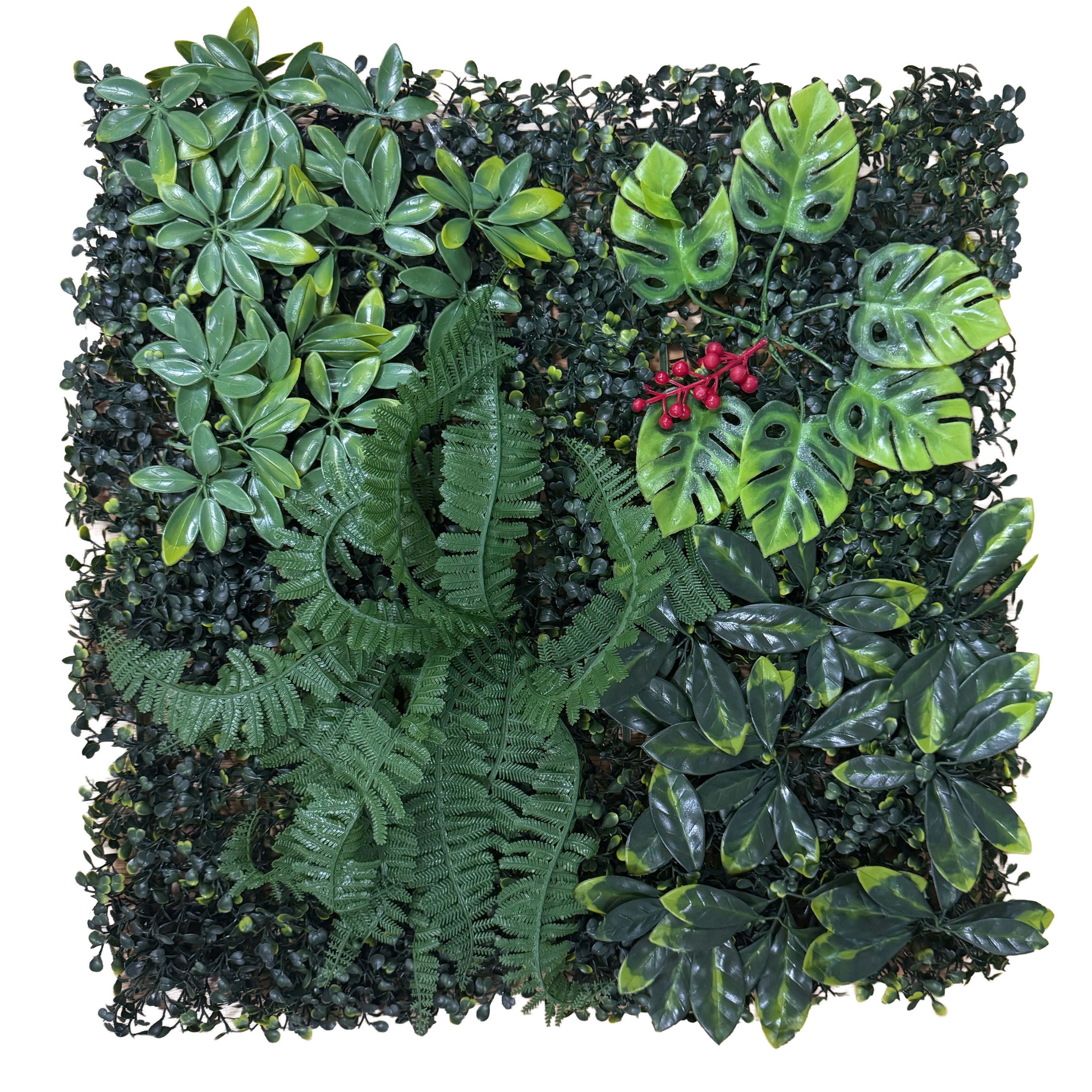 Pannelli Verde Verticale 50×50 cm Ultra-realistici e folti, per interno/esterno BOSCO MISTO - Eternal Parquet - Eternal Parquet