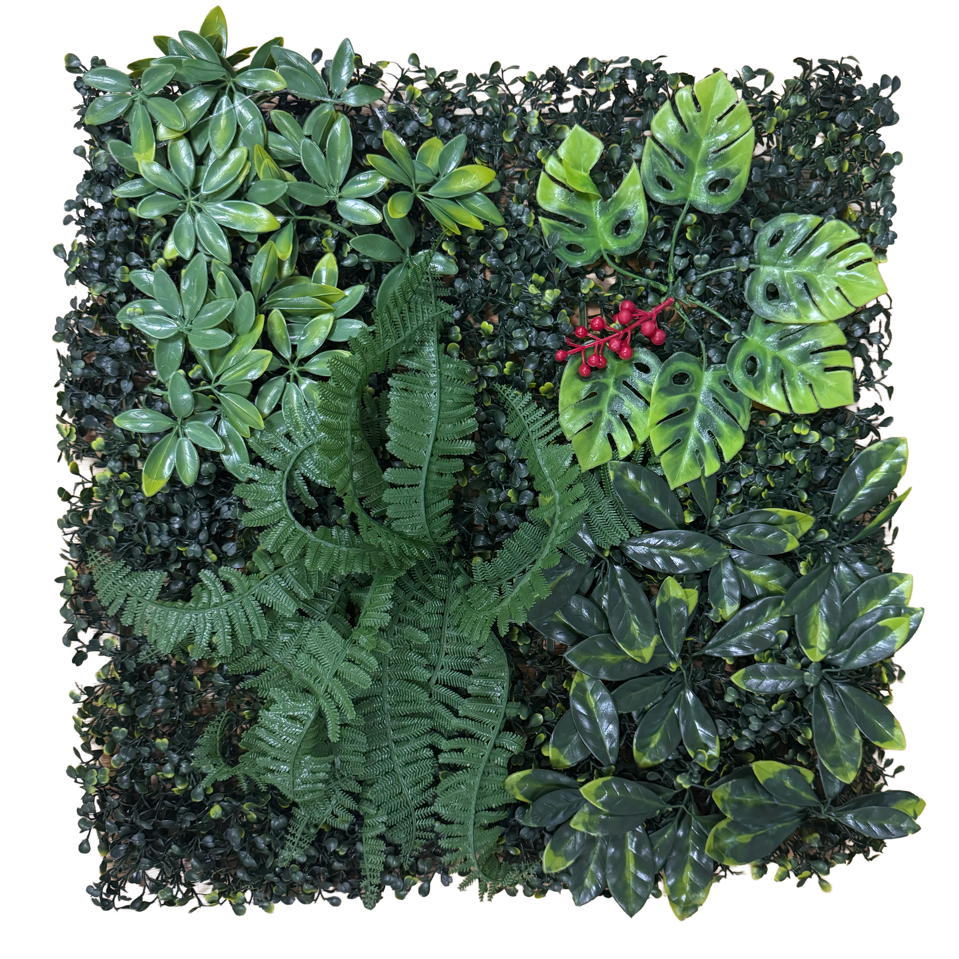 Pannelli Verde Verticale 50×50 cm Ultra-realistici e folti, per interno/esterno BOSCO MISTO - Eternal Parquet - Eternal Parquet