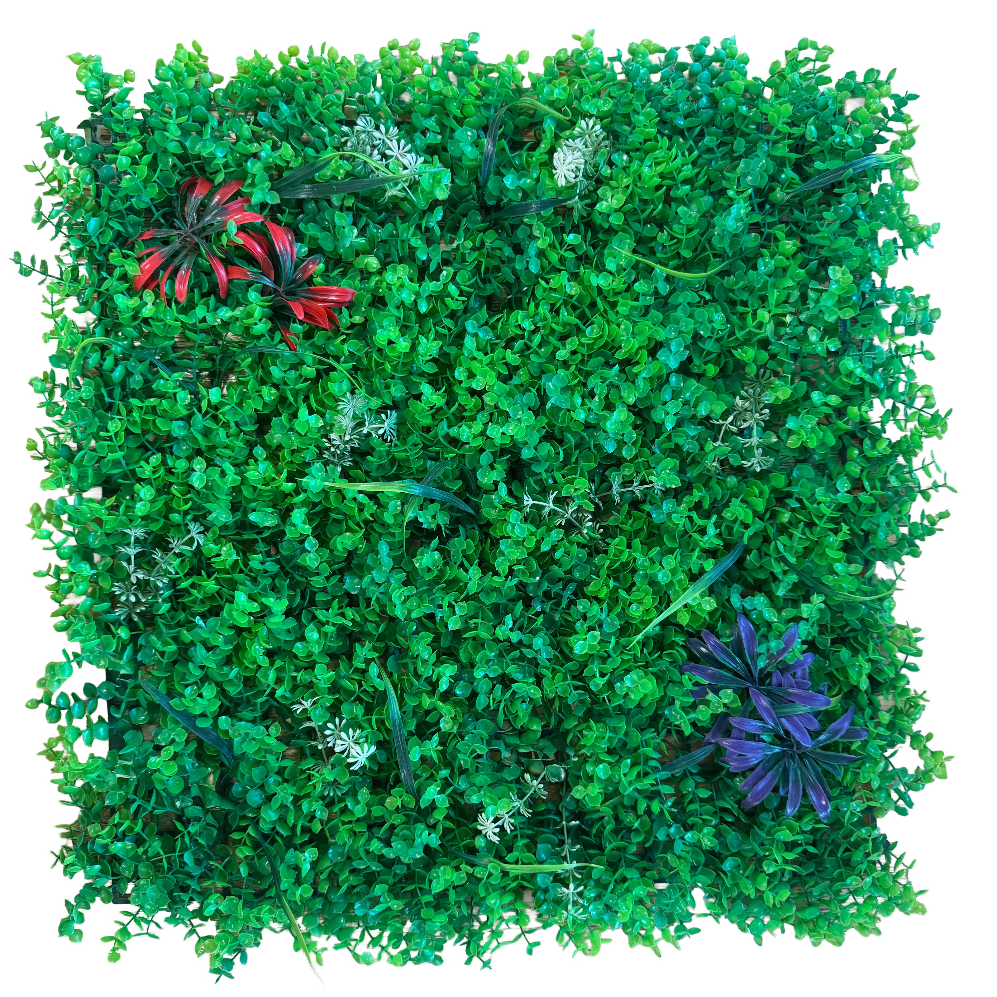 Pannelli Verde Verticale 50×50 cm Ultra-realistici e folti, per interno/esterno BOSSO E FIORI - Eternal Parquet - Eternal Parquet