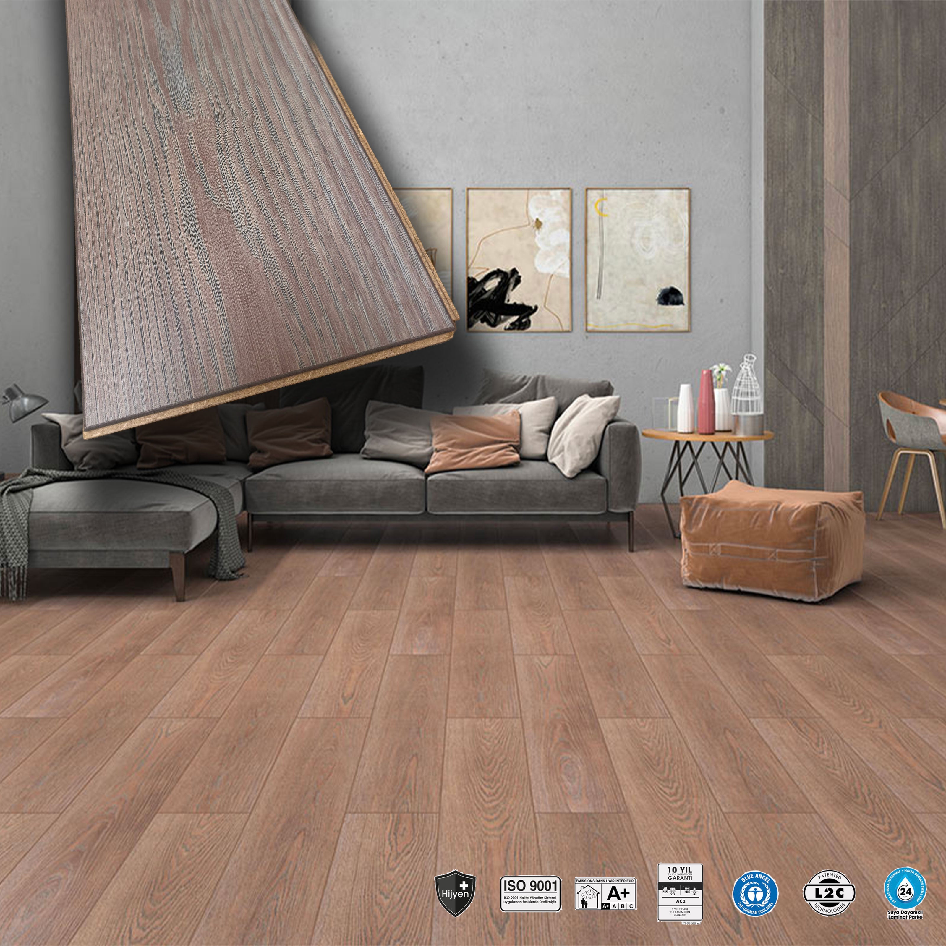 Pavimento in laminato 8mm Click Spazzolato bisellato BRONZE 197x1205 - 10 anni garanzia