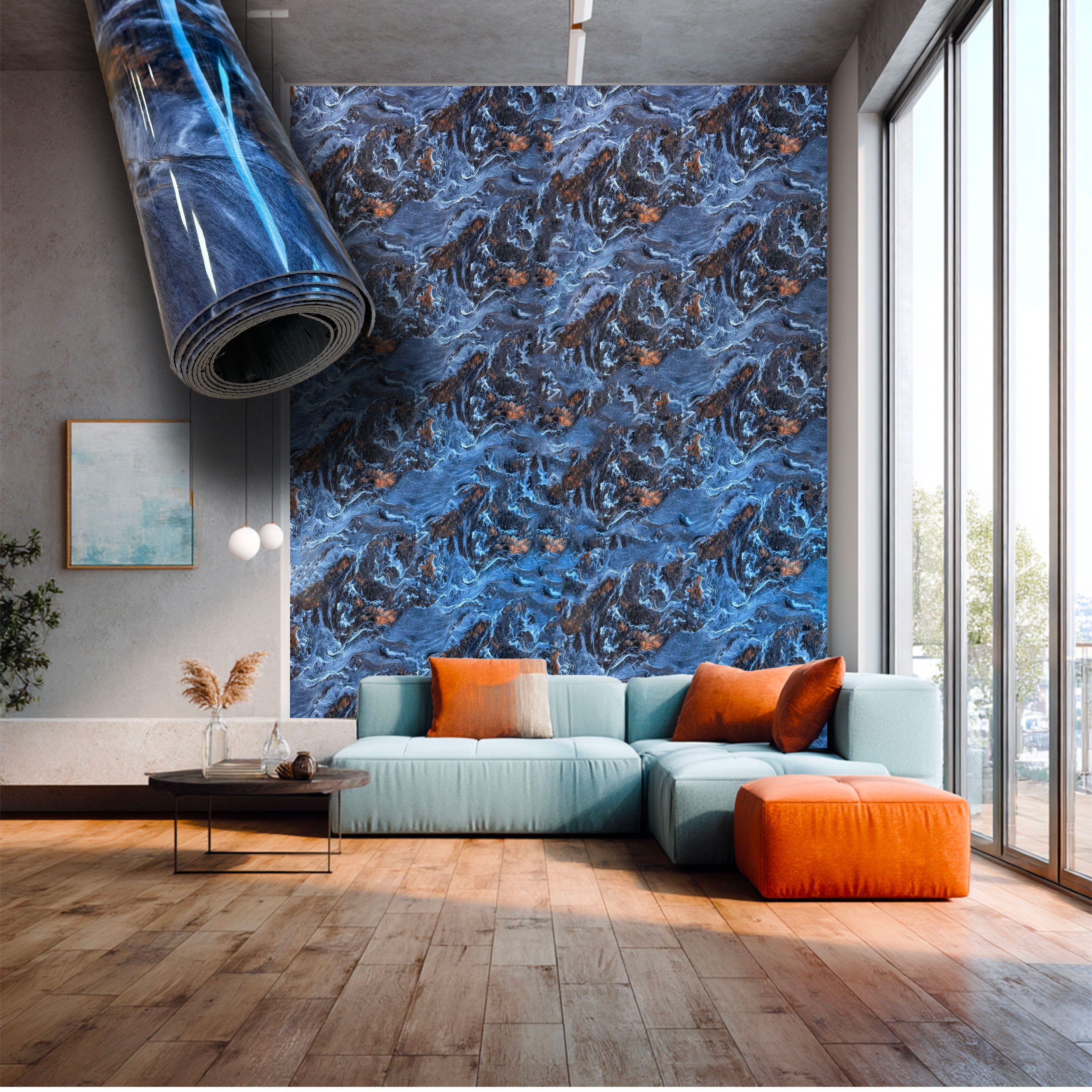 Rotolo da 3,6mq Rivestimento AUTOADESIVO in SXP thermo/acustico MARMO LUCIDO HI-RES 1200x3000x2,5mm HYDRO. Col. 90475D4 - Eternal Parquet