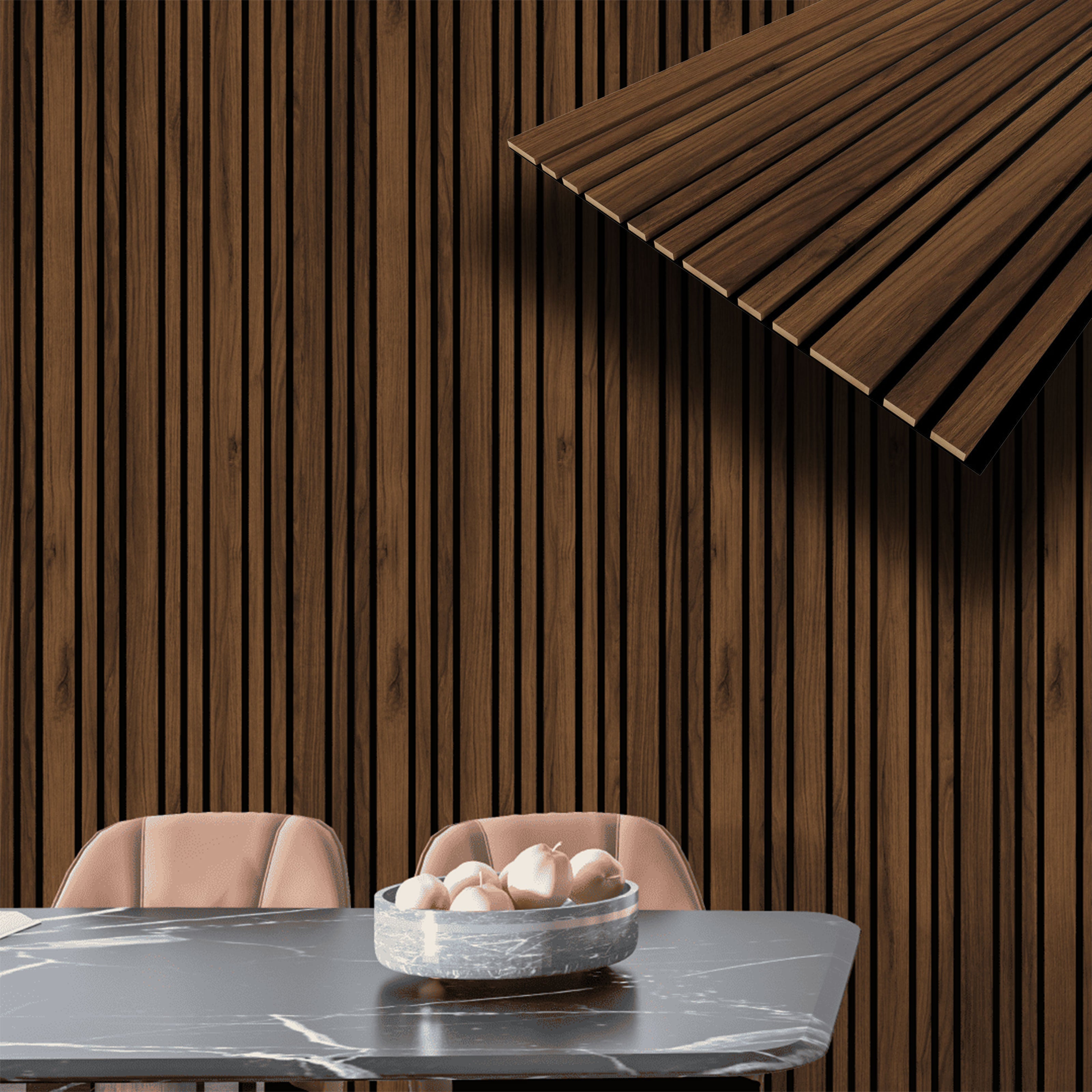 Pannello ACUSTICO arrotolabile (1,66mq) a Lamelli in Fibra di legno mis. 9x600x2780mm CATANIA + CATANIA - Eternal Parquet