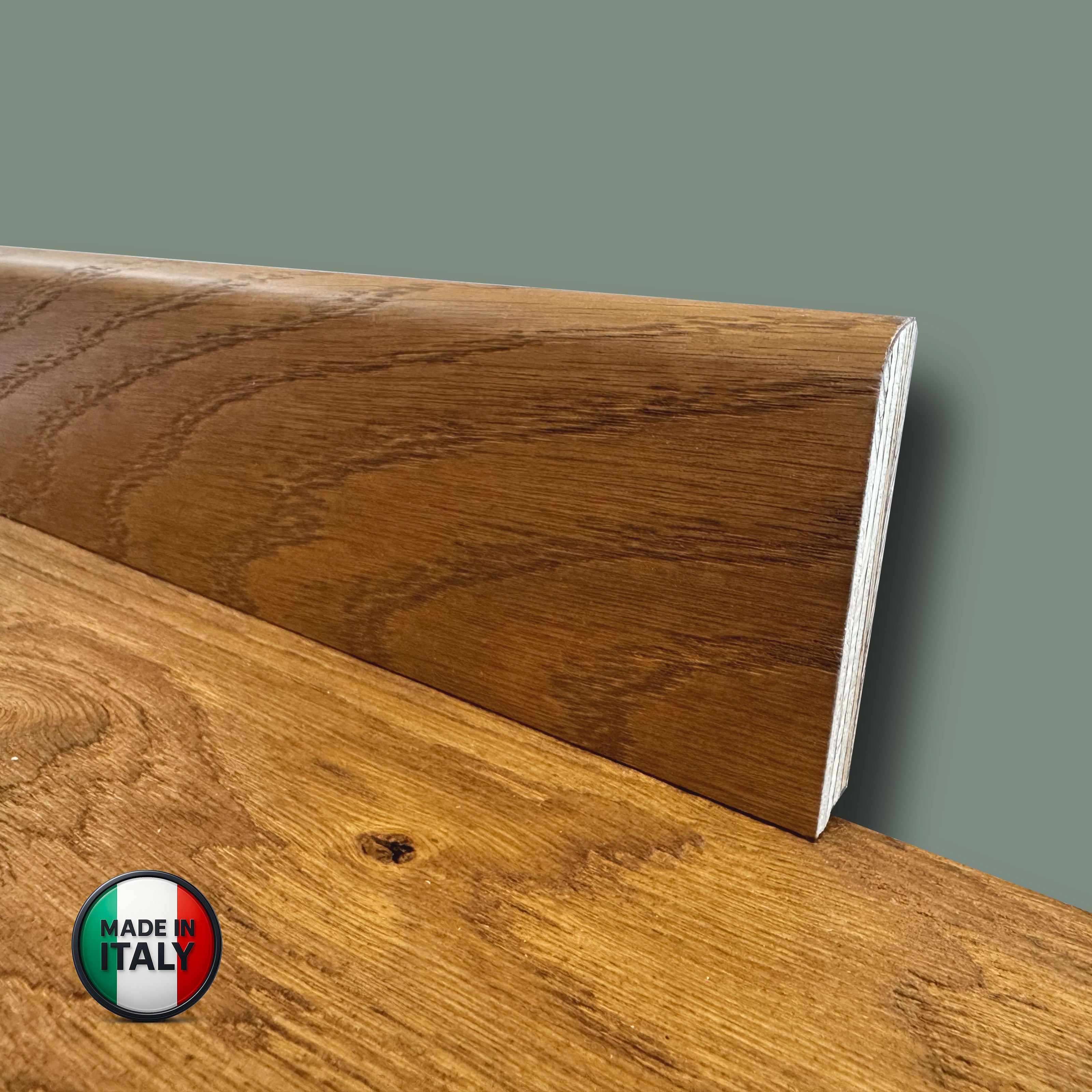 €1,49ml ** FUORI TUTTO ** Lotti da 100ml di Battiscopa in legno multistrato impiall. rovere TERRA 70x10mm - Eternal Parquet