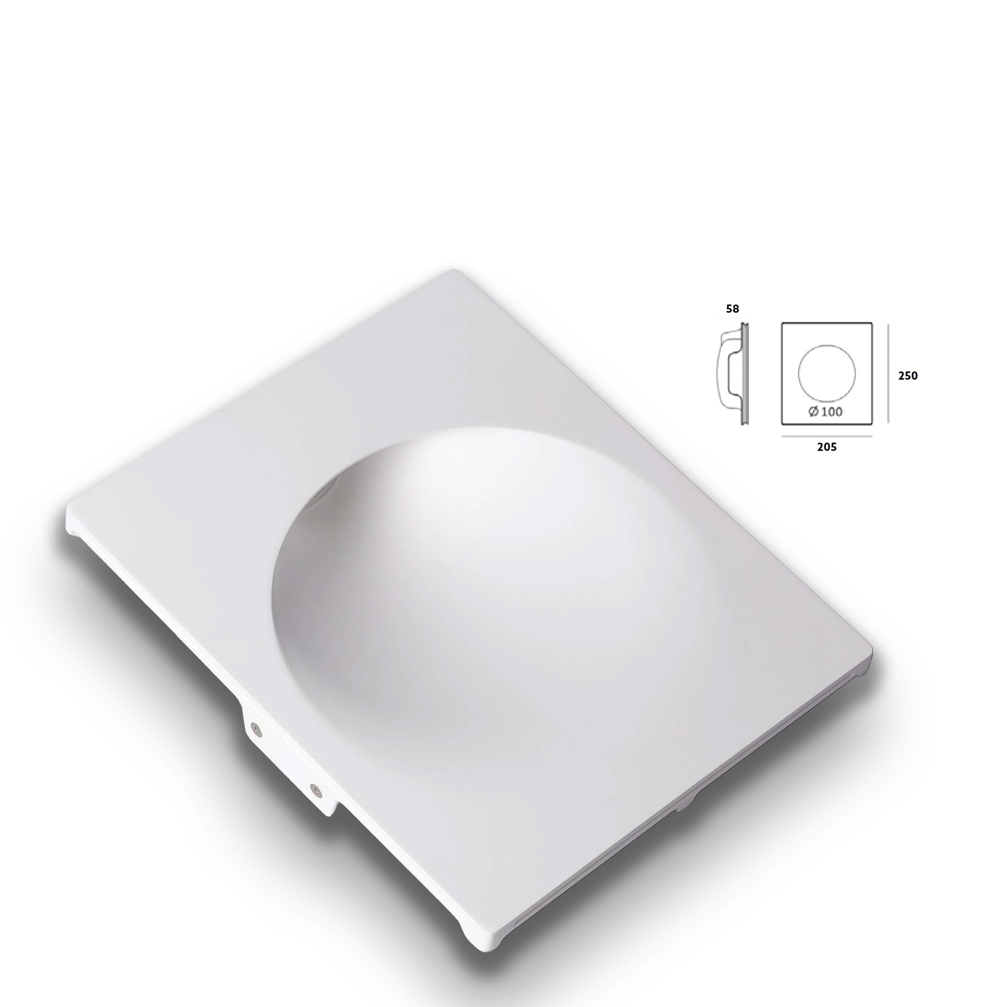 *STOCK* Portafaretto In Gesso Ceramico ad incasso GHOST 250x210x50mm foro 10cm 40W GU10 IP20 - Eternal Parquet