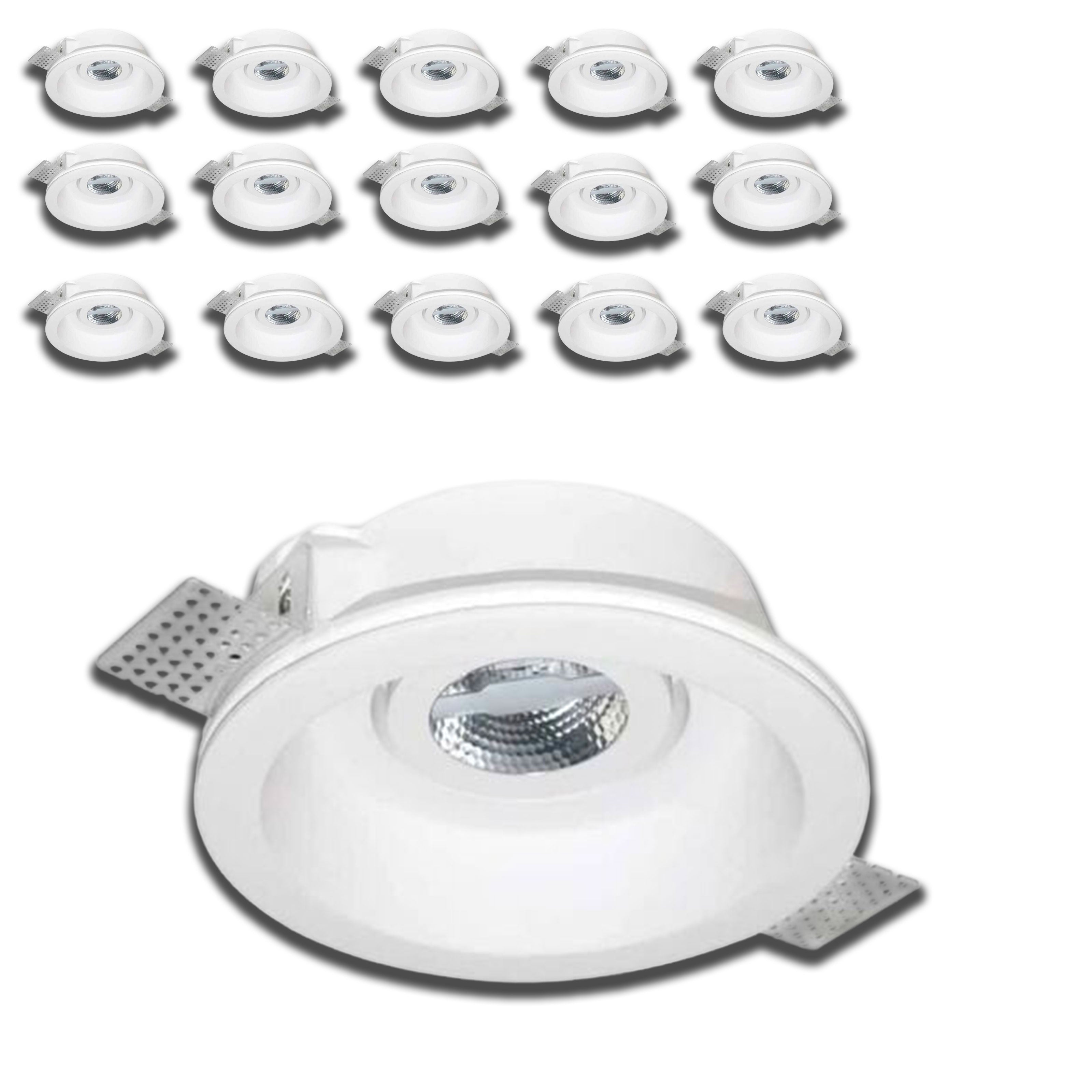 *STOCK* n.15 Portafaretto In Gesso Ceramico ad incasso Orientabile Diametro 155mm 35W GU10 IP20 - Eternal Parquet