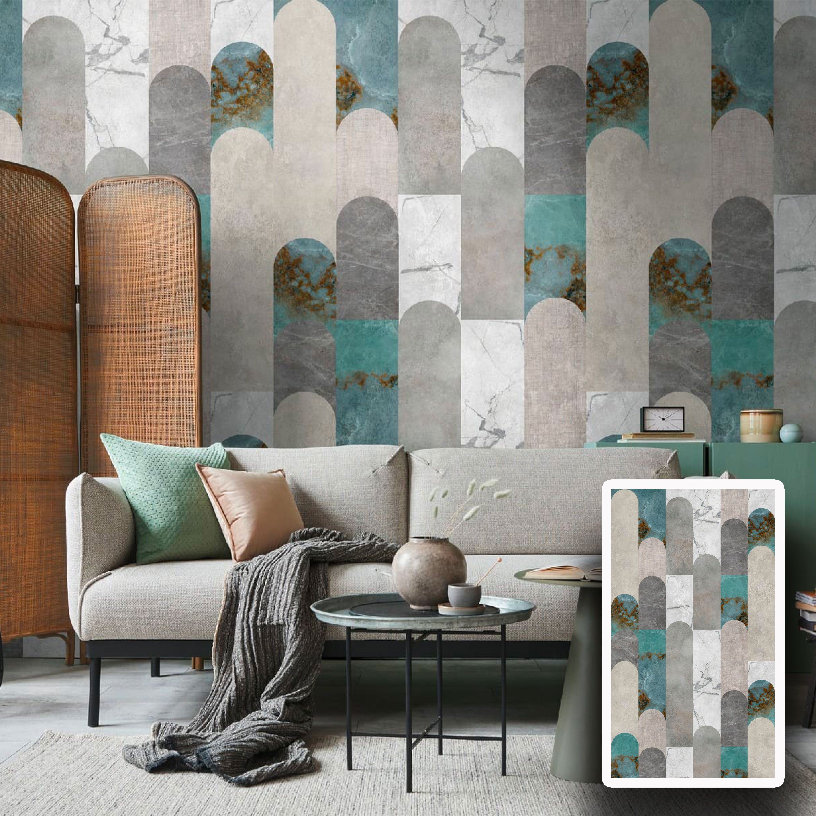 Pannello MARBLE 159x280cm di Carta da Parati TNT VINILICO a modulo raccordabile continuativo (3 teli/rotoli) - Eternal Parquet