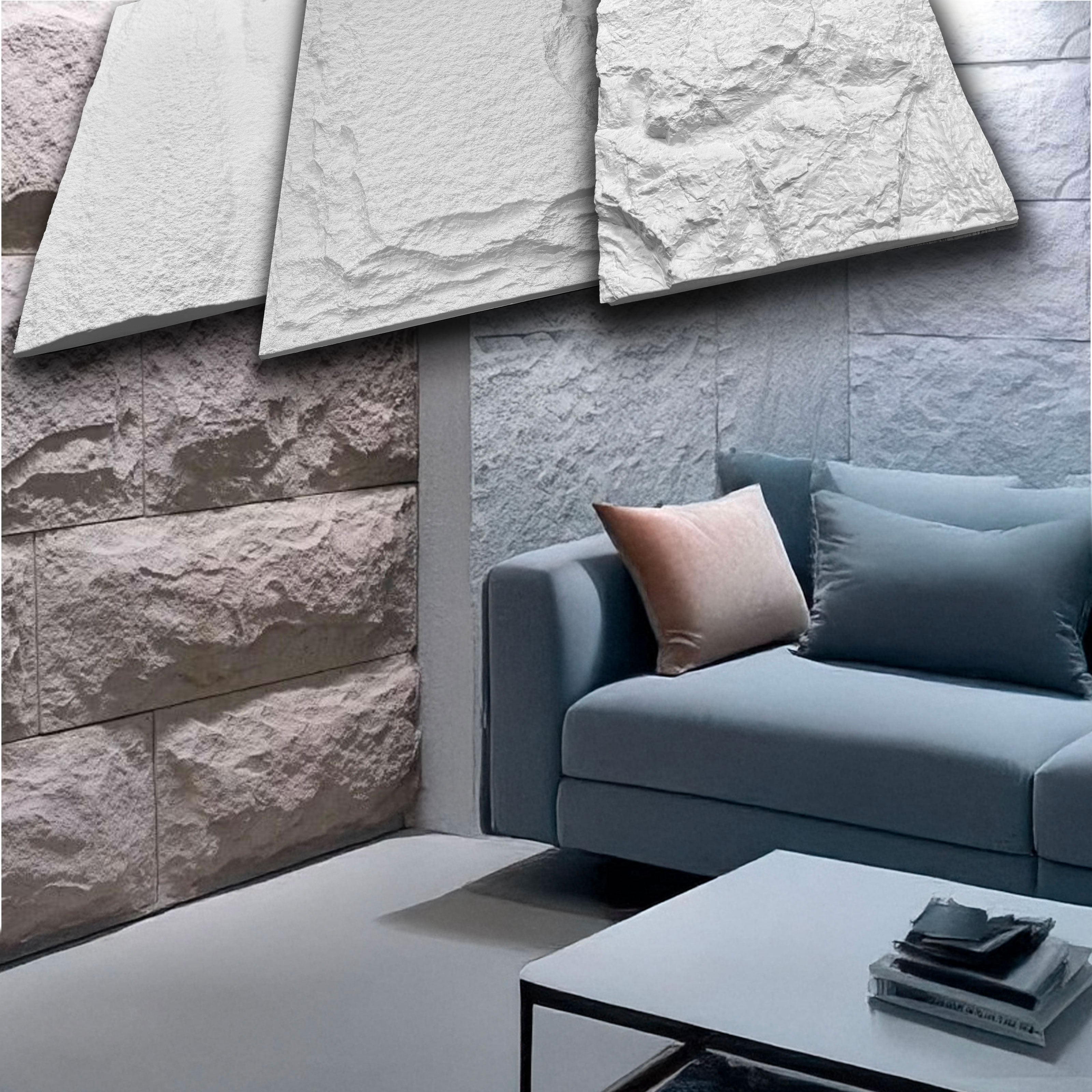 pannello di Rivestimento interno-esterno in PU effetto pietra BIANCA ultrarealistico ed isolante 60x120cm in 3 modelli - Eternal Parquet