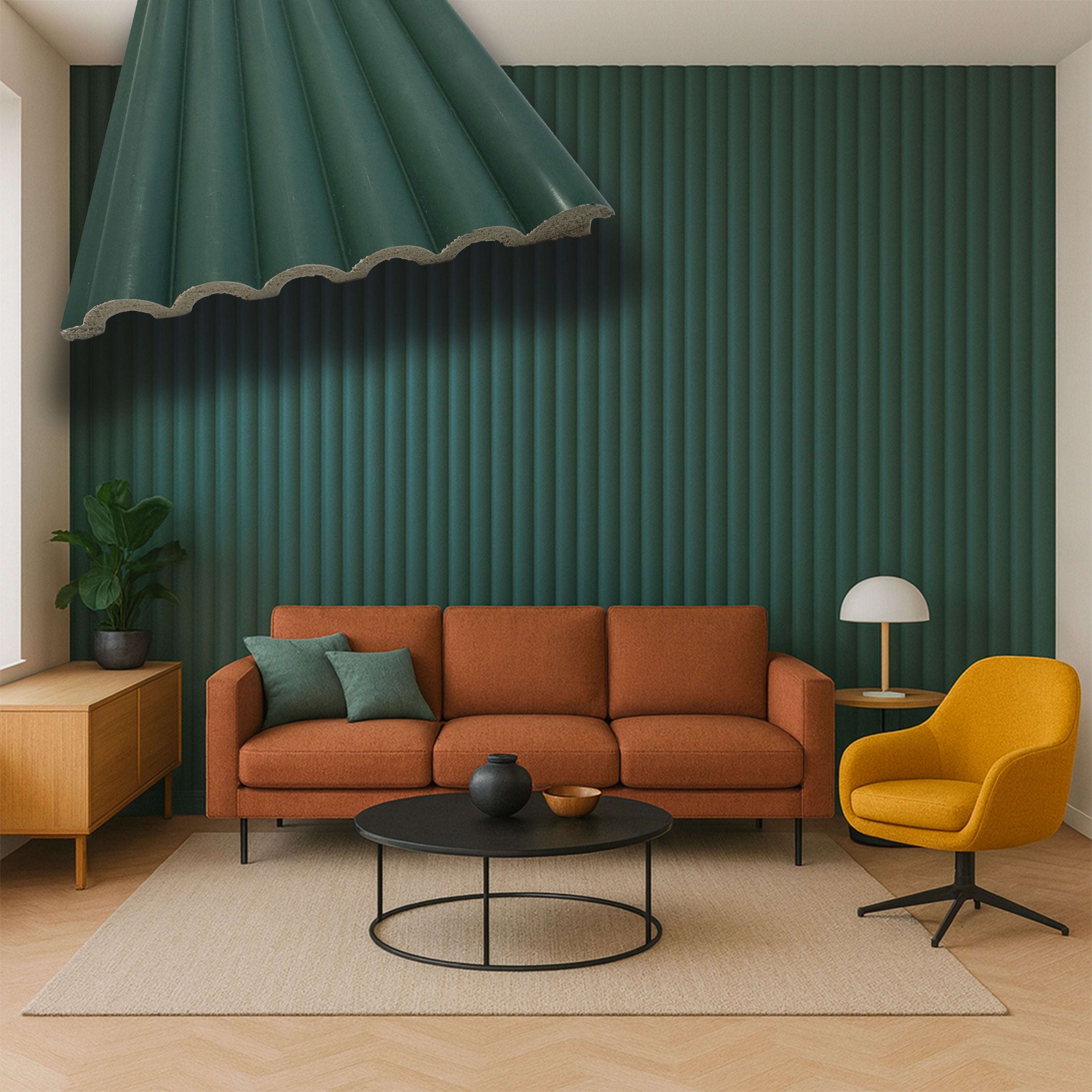 Asta intera 12x154x2800mm di Rivestimento Boiserie polimeri cannettato Lamelli tondi eff. Touch SOFT JUNGLE - Eternal Parquet