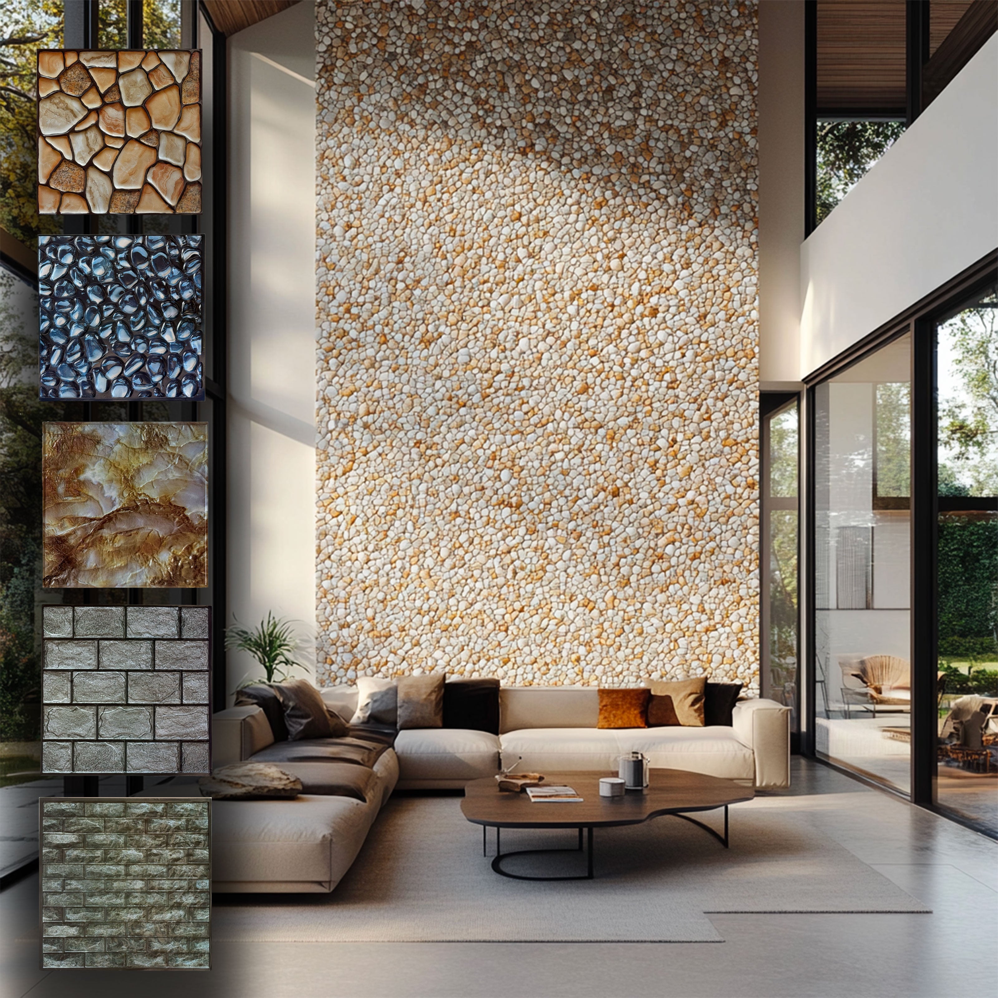 Piastrelle 3D a rilievo AUTOADESIVE in PVC 30x30cm Pietra, mattoni, marmo. Idrorepellenti - Eternal Parquet