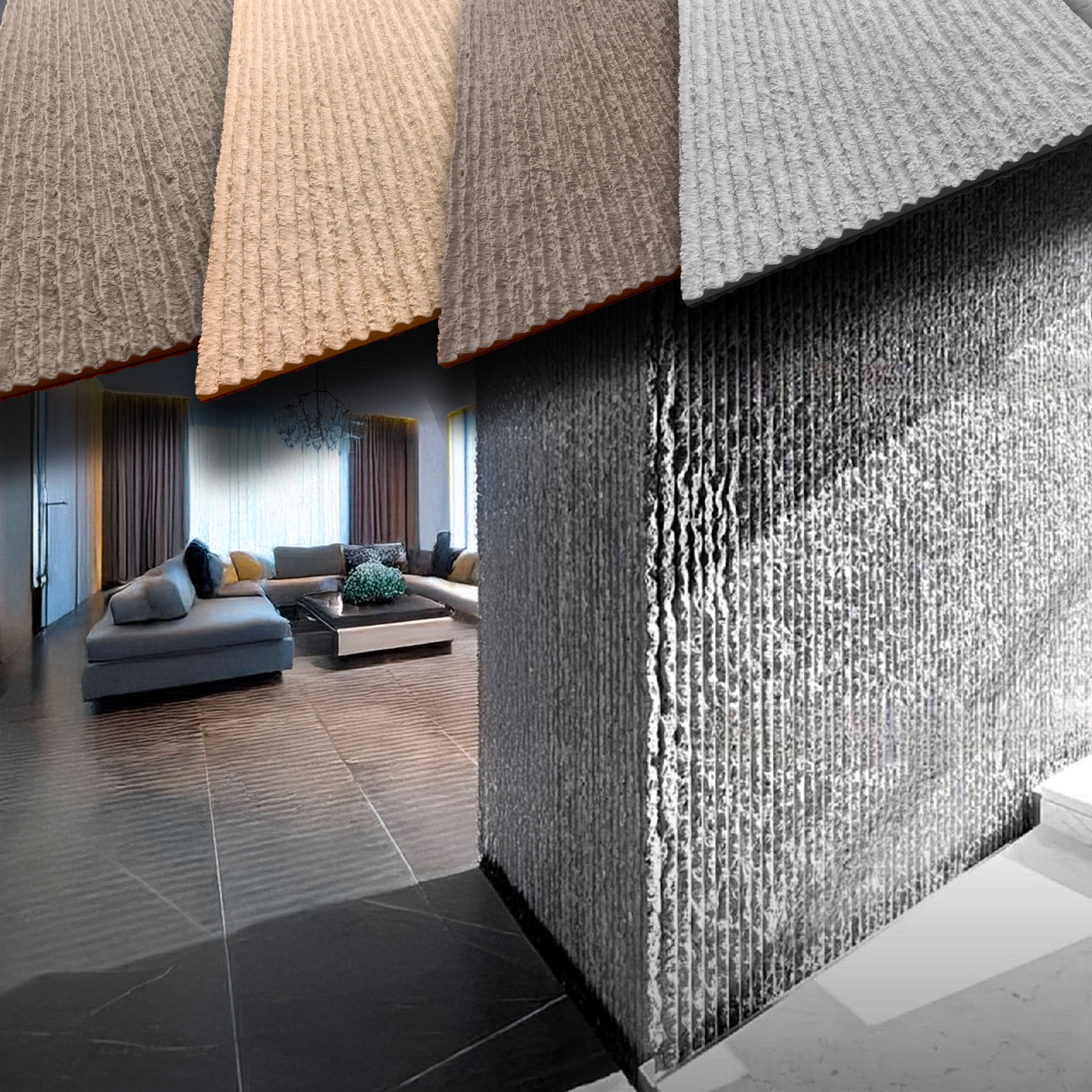 pannello di Rivestimento interno-esterno in PU effetto pietra Rigata ultrarealistico ed isolante 60x120cm in 4 colori - Eternal Parquet