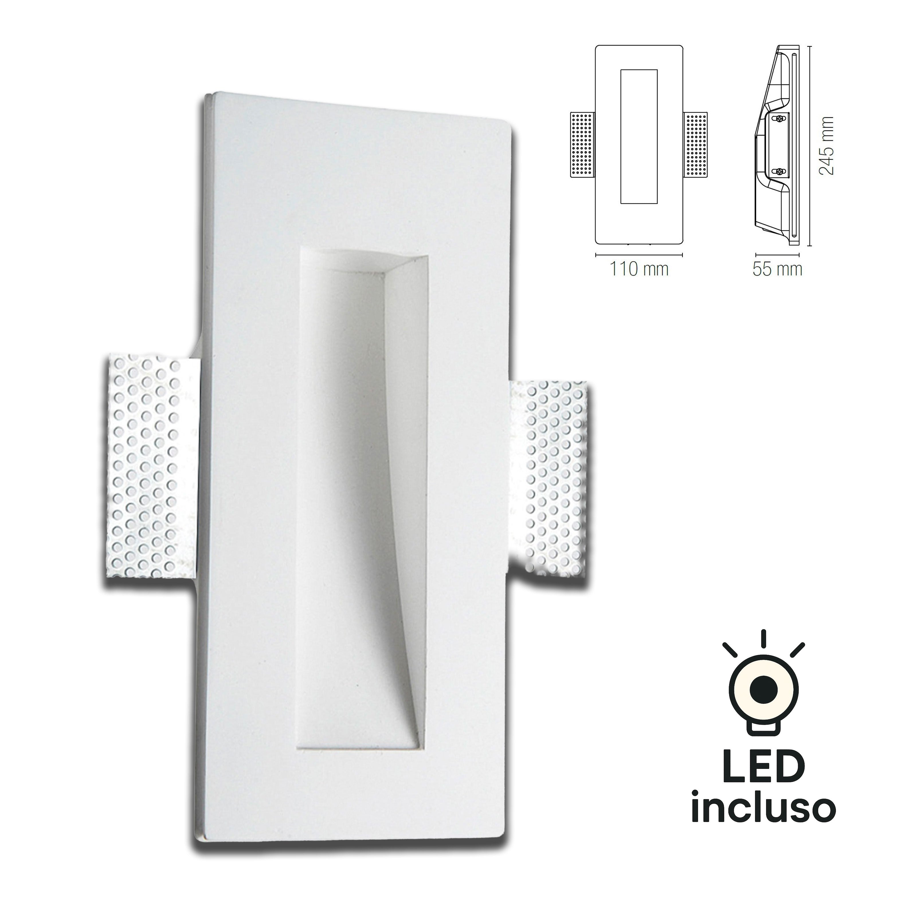 *STOCK* Portafaretto In Gesso Ceramico LED ad incasso Segnapasso 245x110mm 1X1W CREE XP-E IP20 3.2V - Eternal Parquet