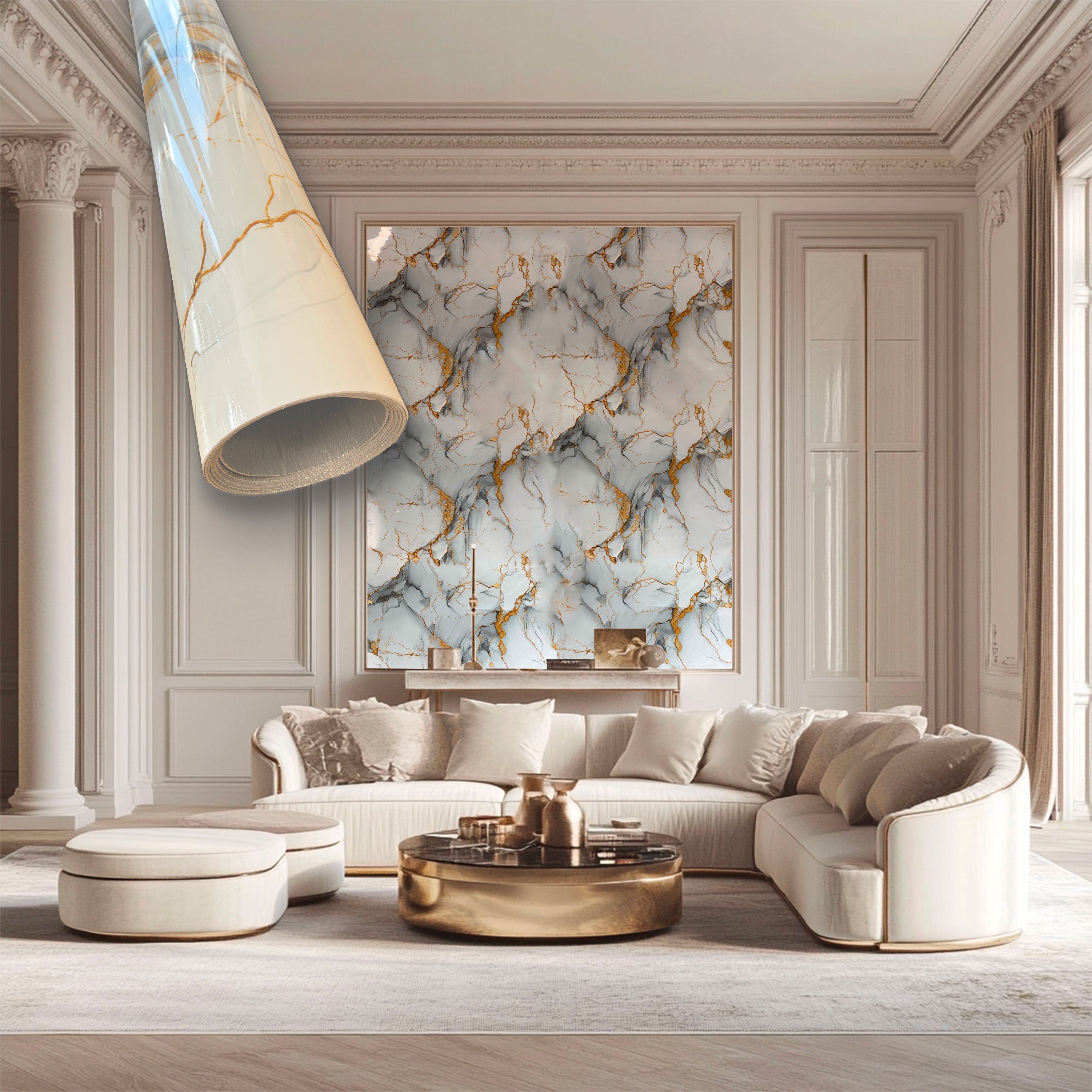 Rotolo da 3,6mq Rivestimento AUTOADESIVO in SXP thermo/acustico MARMO LUCIDO HI-RES 1200x3000x2,5mm HYDRO. Col. 510 - Eternal Parquet