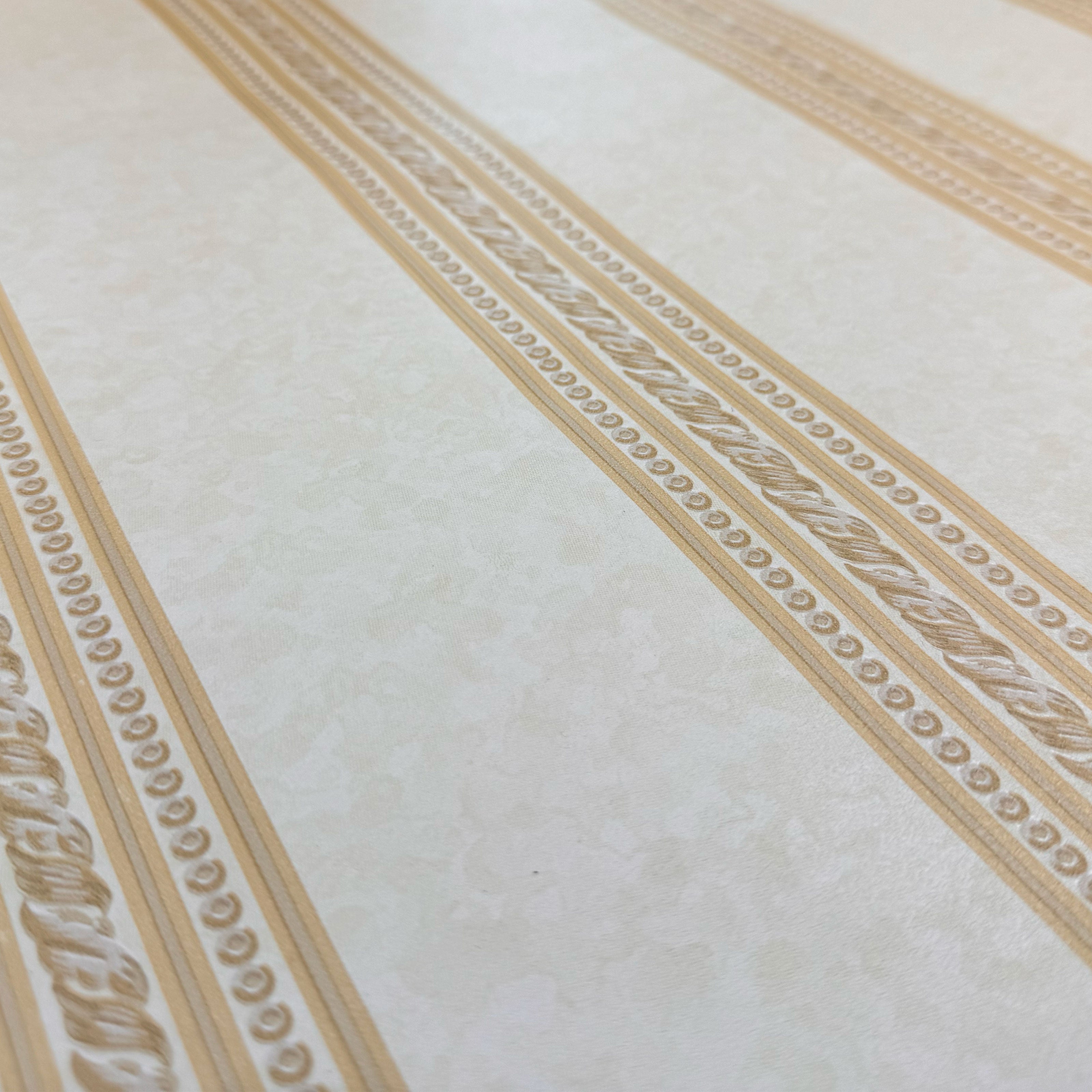 SUPER STOCK €0,56 al mq - Rotolo da 5,2mq (10x0,52mt) di Carta da Parati vinilica Top Quality lavabile RIGHE BEIGE - Eternal Parquet