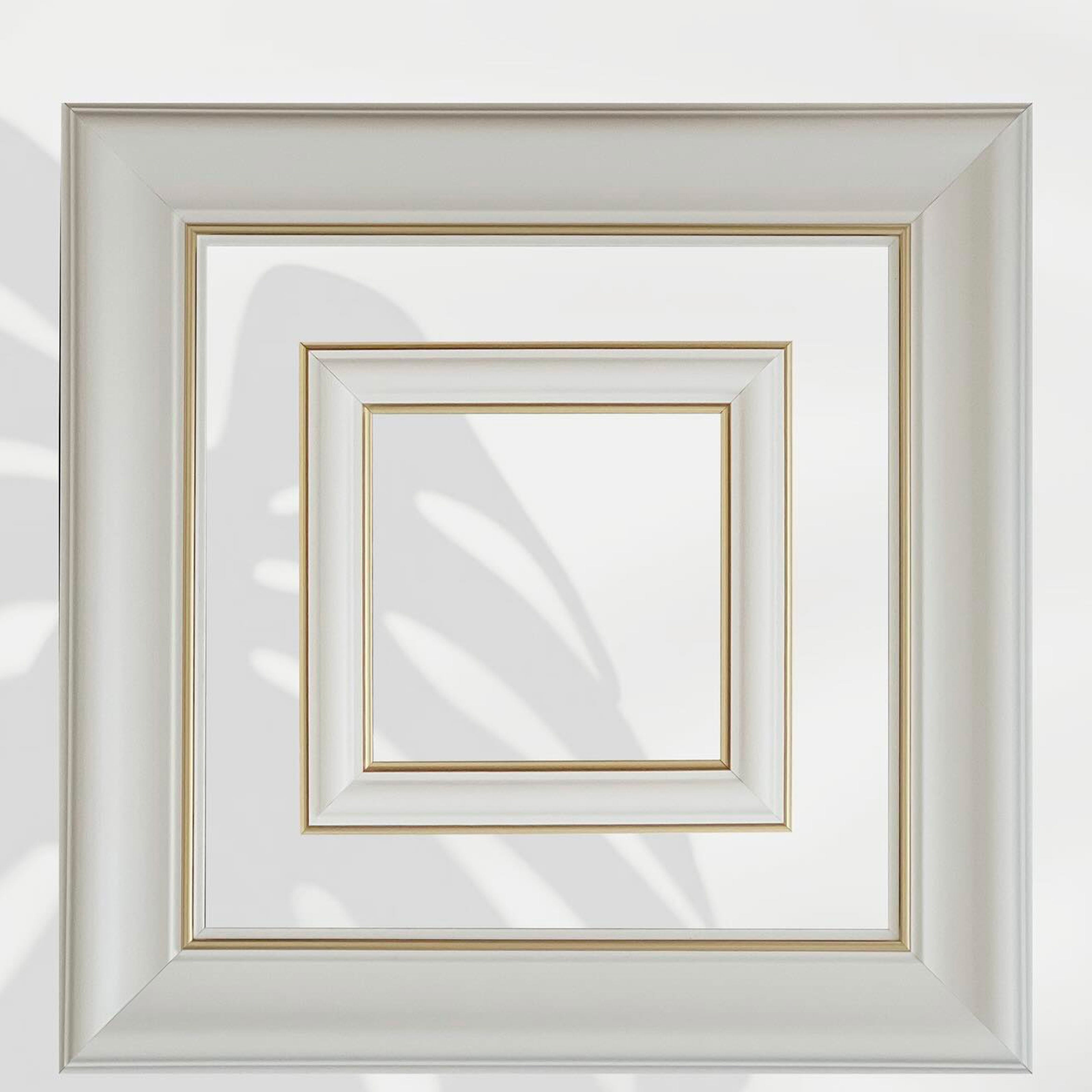 4 barre intere PRETAGLIATE AD ANGOLO per Bugna Boiserie in polimeri linea GOLD (filo oro) bianco Avorio 9010 varie dimensioni - Eternal Parquet