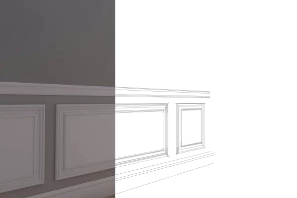 Pannello Bianco completo per boiserie 55x55x1,9cm con cornice in Duropolimero e riempimento in cartongesso - Eternal Parquet