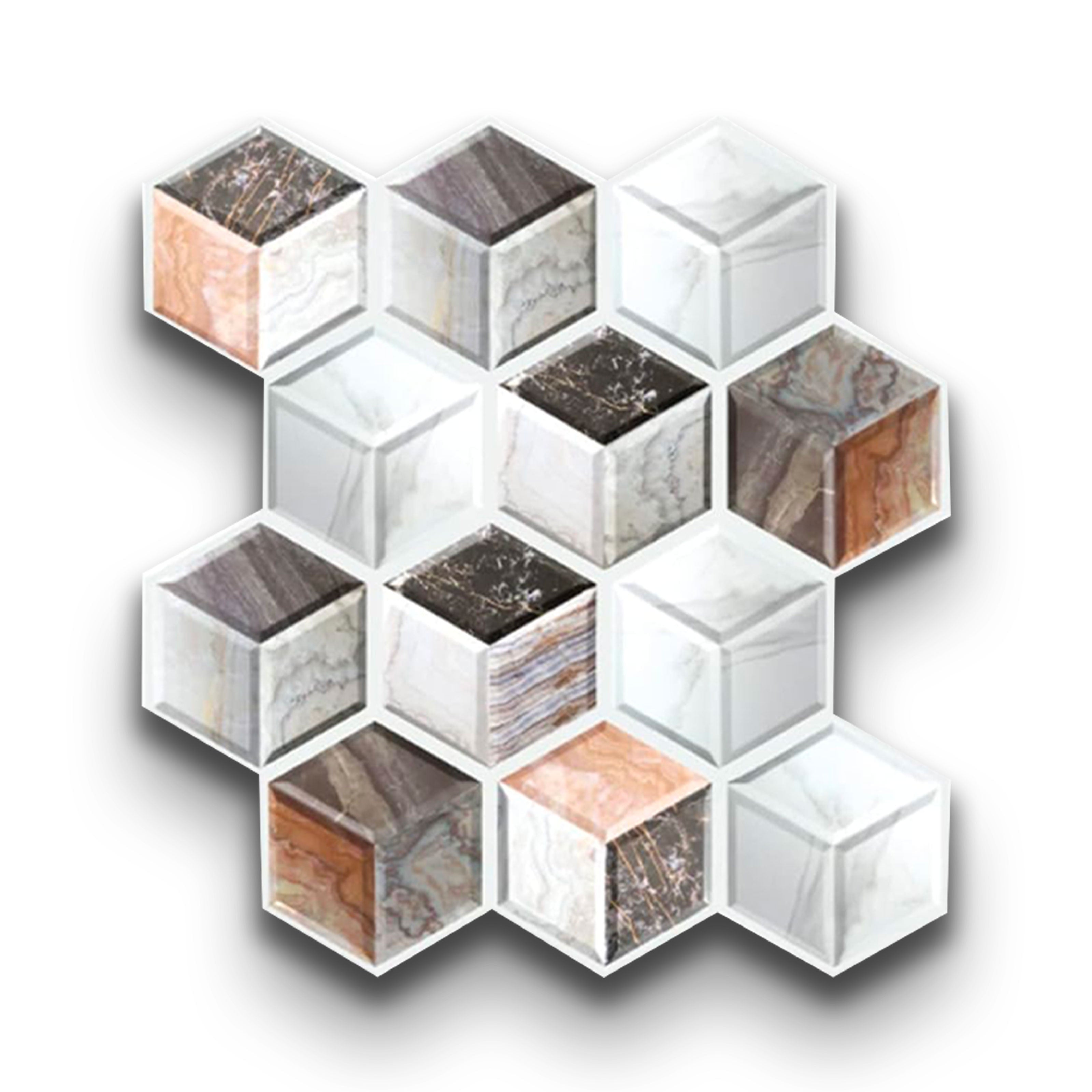 pacco da 4 Pannelli 3D Autoadesivi in PVC 30X30cm vari decori ultrarealistici ideali per bagni e cucine - Eternal Parquet