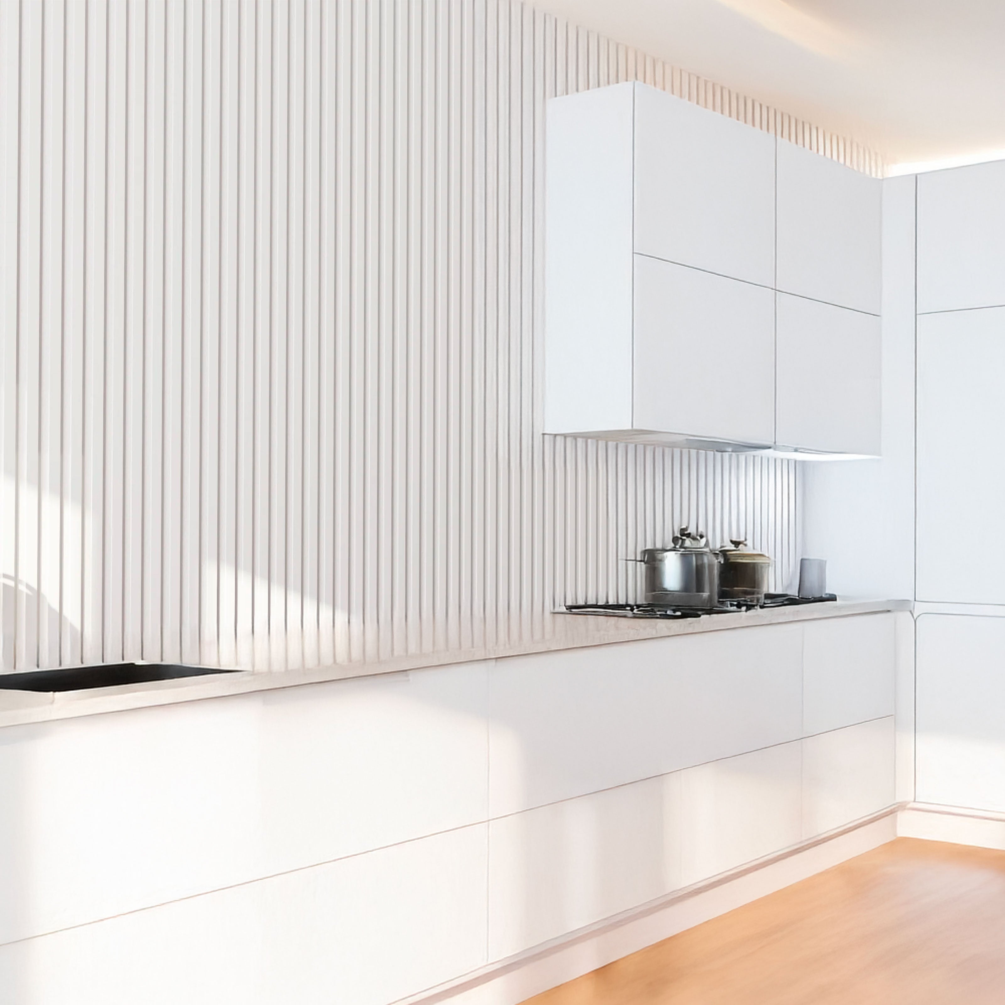 €3,44ml - Asta intera 12x120x2900mm di Rivestimento Parete Boiserie MILLERIGHE cannettato Lamelli in Polimeri bianco - Eternal Parquet