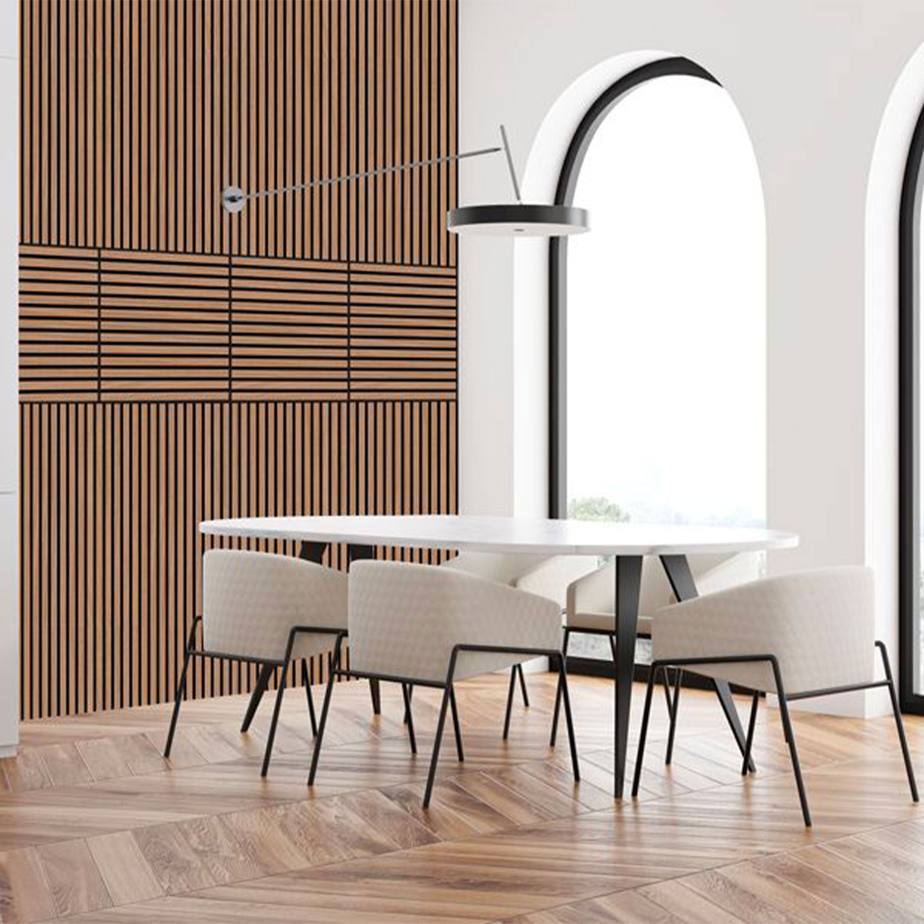 JANGAL Parete acustica a pannelli Modulabile LAMELLI 52x52cm rivestiti vero ROVERE mod. DAVERT OAK - Eternal Parquet