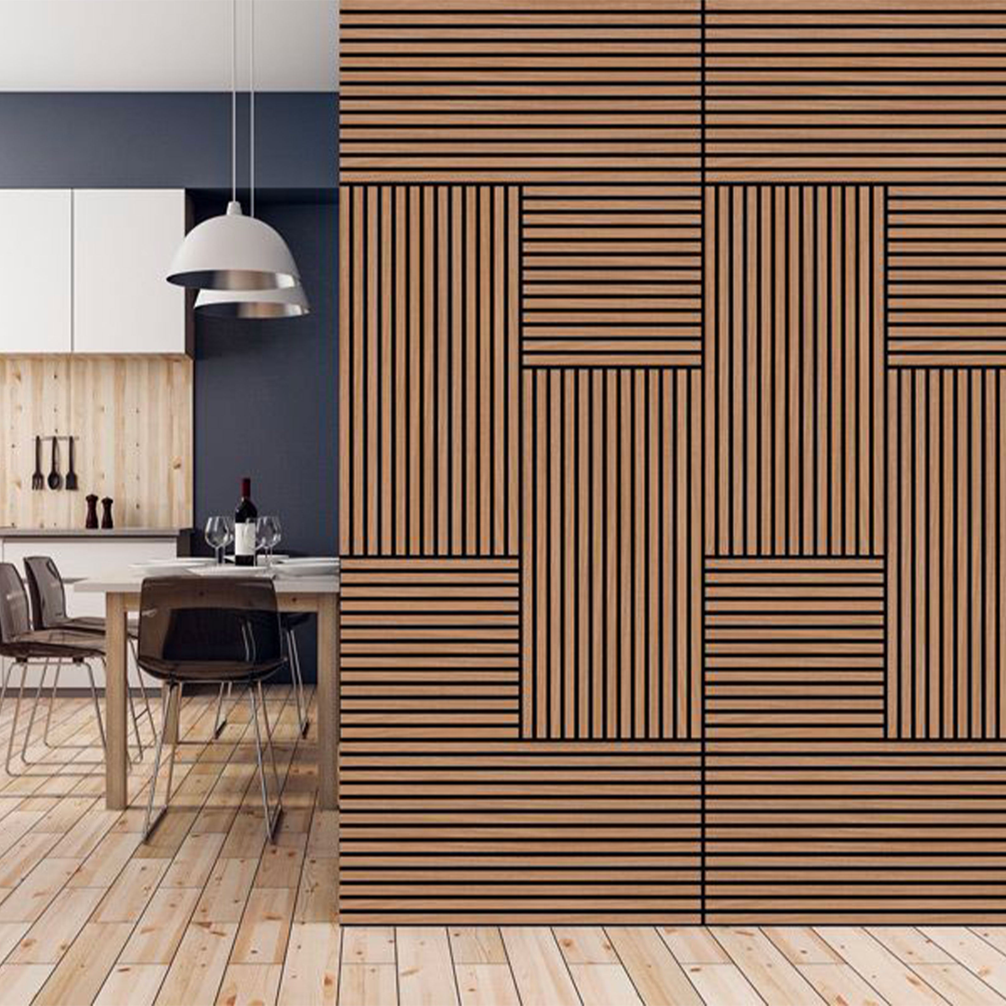 JANGAL Parete acustica a pannelli Modulabile LAMELLI 52x52cm rivestiti vero ROVERE mod. DAVERT OAK - Eternal Parquet