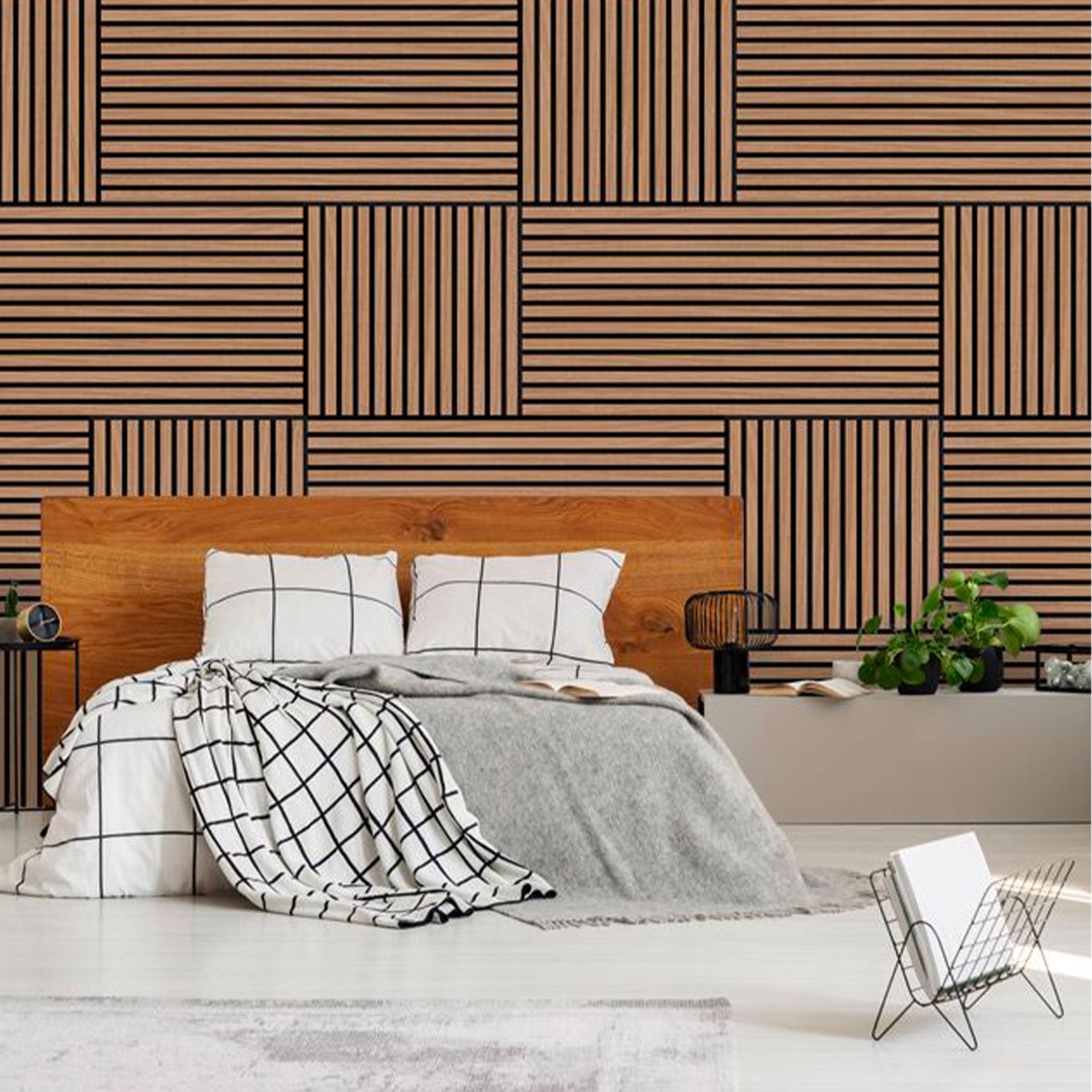 JANGAL Parete acustica a pannelli Modulabile LAMELLI 52x52cm rivestiti vero ROVERE mod. DAVERT OAK - Eternal Parquet