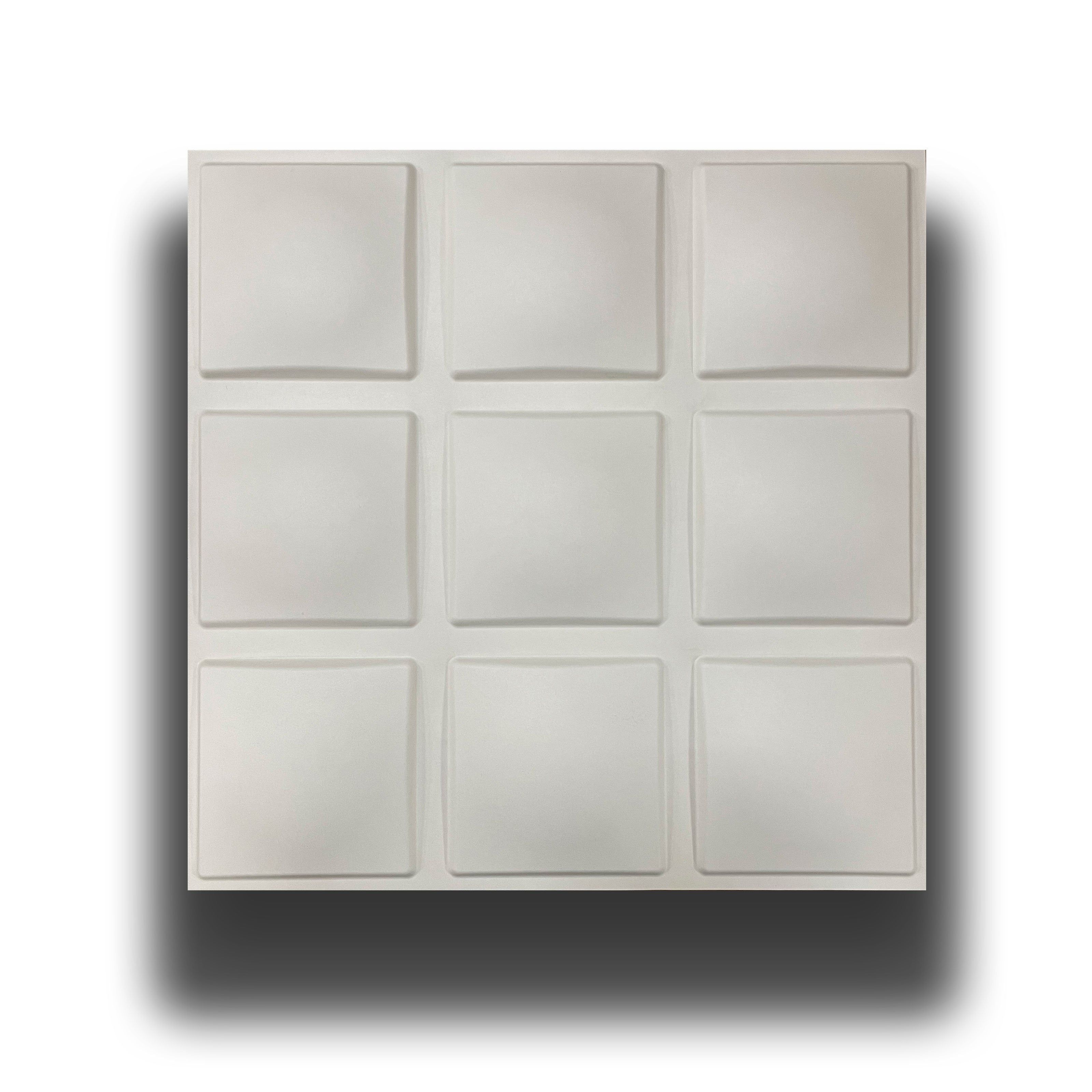 €1,99 Pannello in fibra naturale a parete 3D, rivestimento di lusso 3D 50X50cm BIANCO verniciabile QUADRATI Eternal Parquet