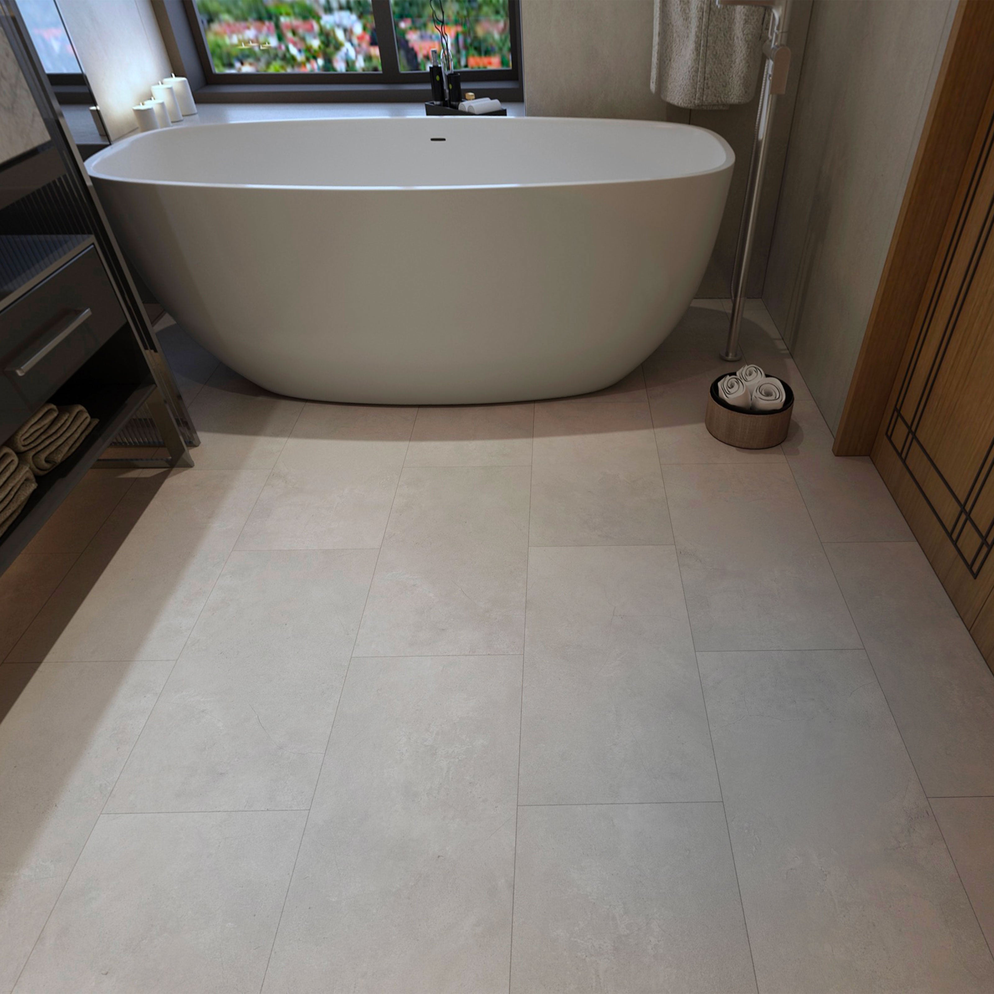 TAAC! il Pavimento SPC in Polvere di Pietra Fast-click 5mm (sp.4+1) eff. Cemento 610X305mm mod. DENEB - Eternal Parquet