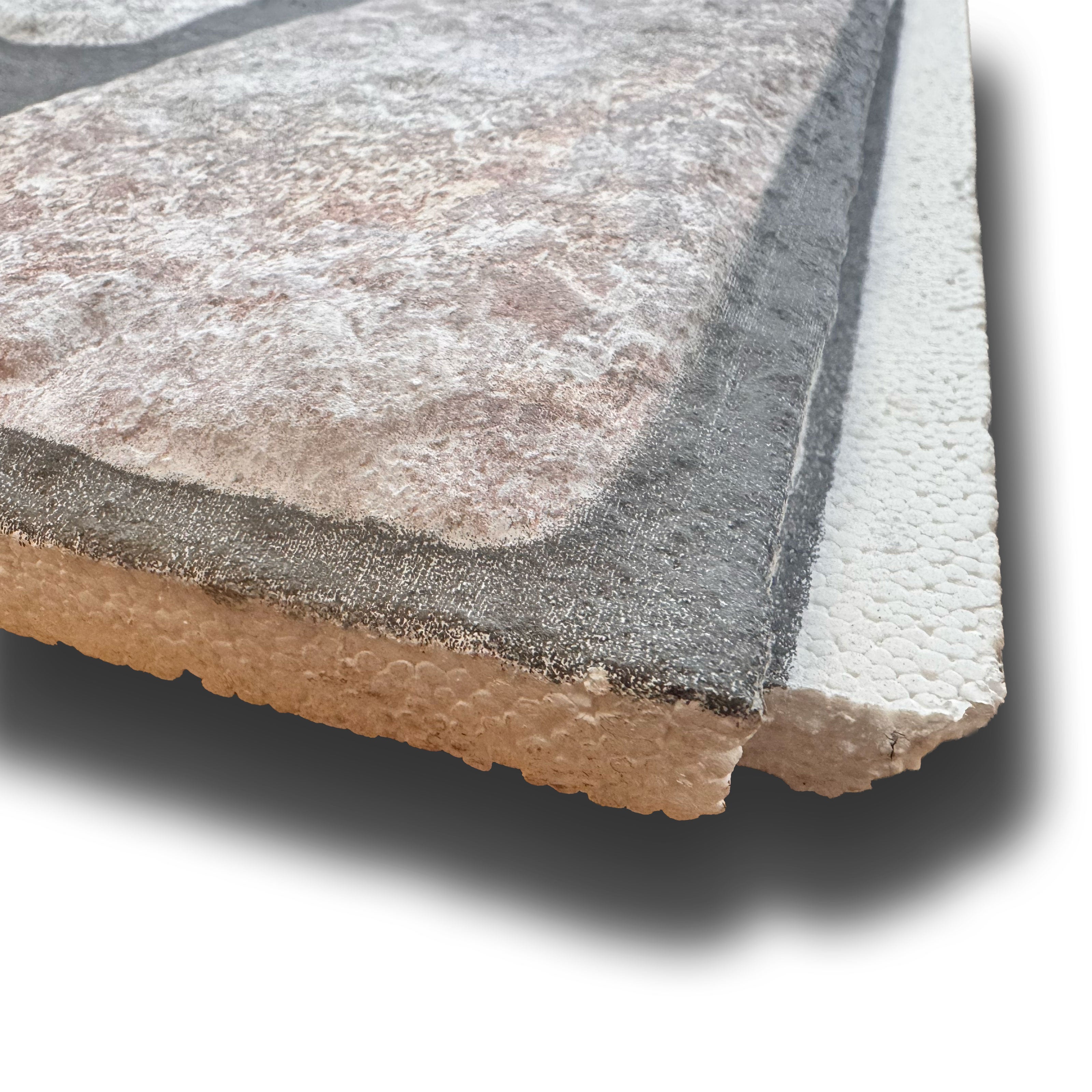 CAPPOTTO esterno - interno isolante in STYROFOAM 3D spess. 3,5cm (120x50cm) con resine e malta Pietra levigata