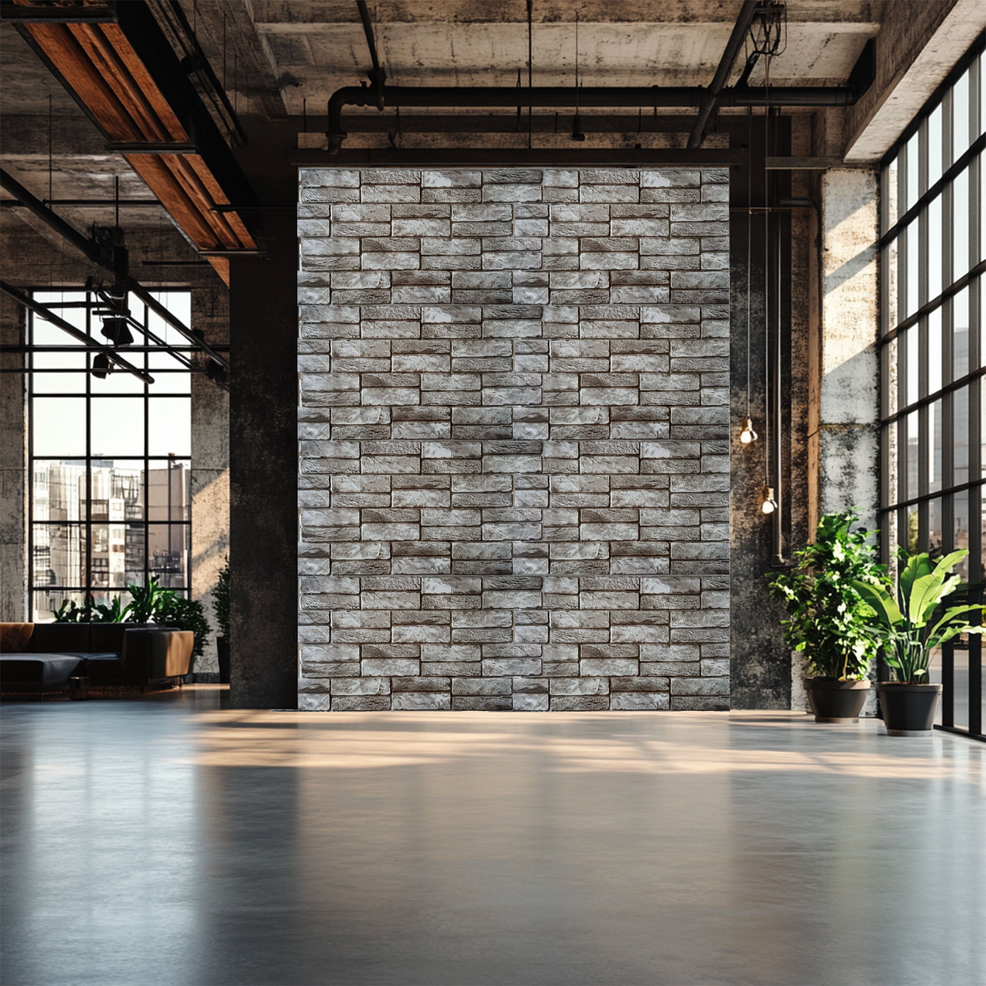 pacchi da 10 o 20 Pannelli 3D Rivestimento a parete in PVC effetto PIETRA GRIGIA DOPPIA 96x48cm Realistici, isolanti - Eternal Parquet