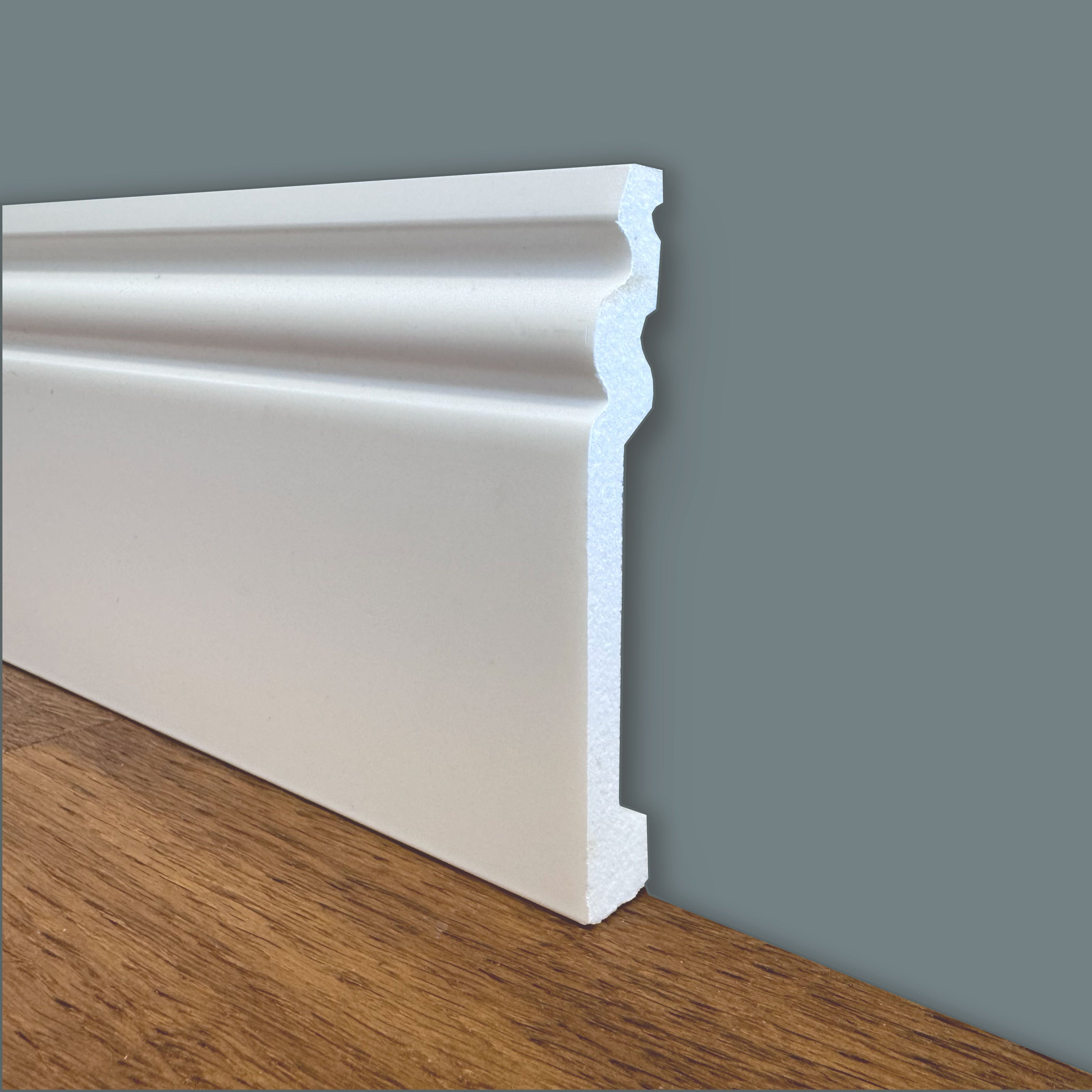 bancale da 100ml di Battiscopa DUCALE in POLIMERI linea BASICBOARD 100x15mm - BIANCO pitturabile - Eternal Parquet