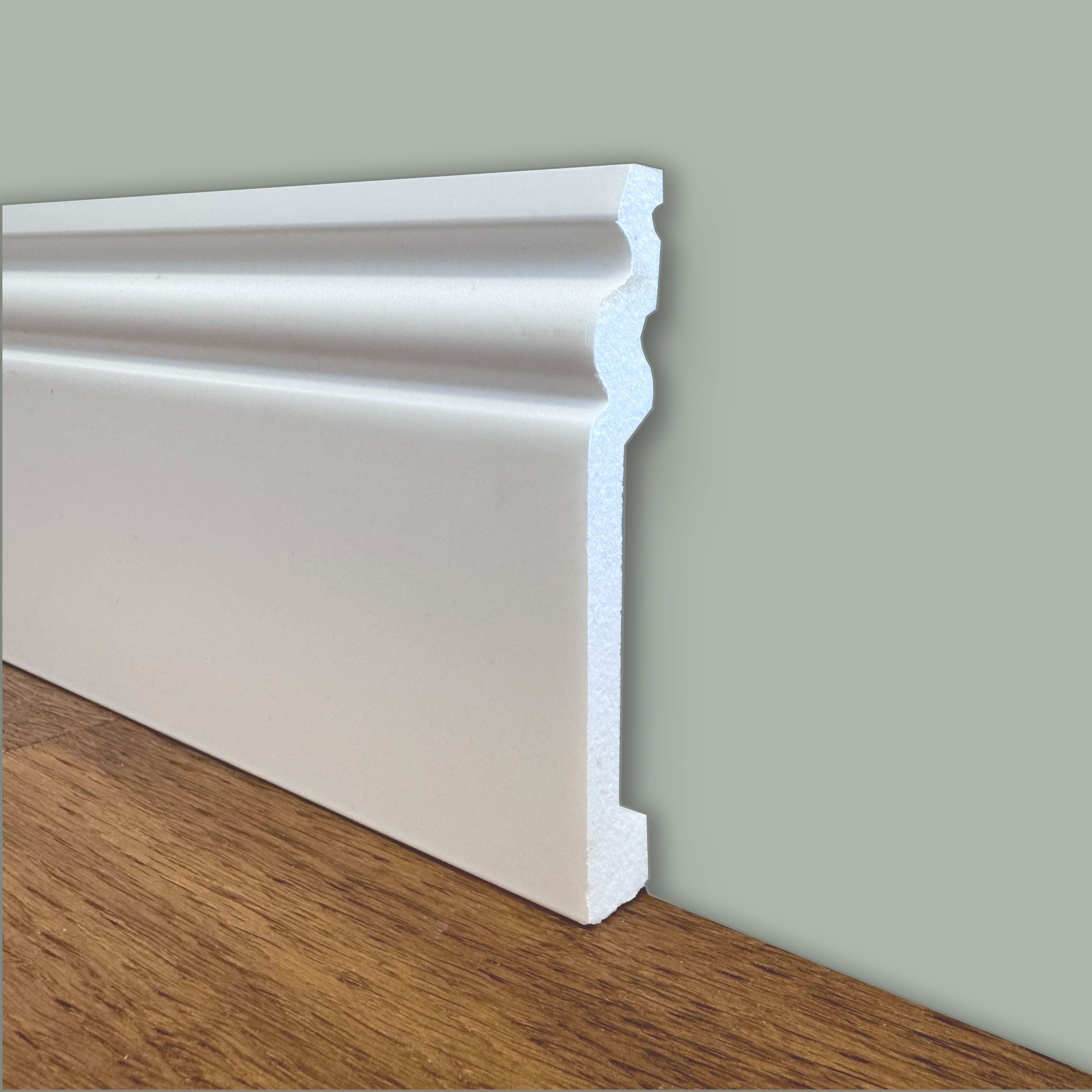 bancale da 100ml di Battiscopa DUCALE in POLIMERI linea BASICBOARD 100x15mm - BIANCO pitturabile - Eternal Parquet