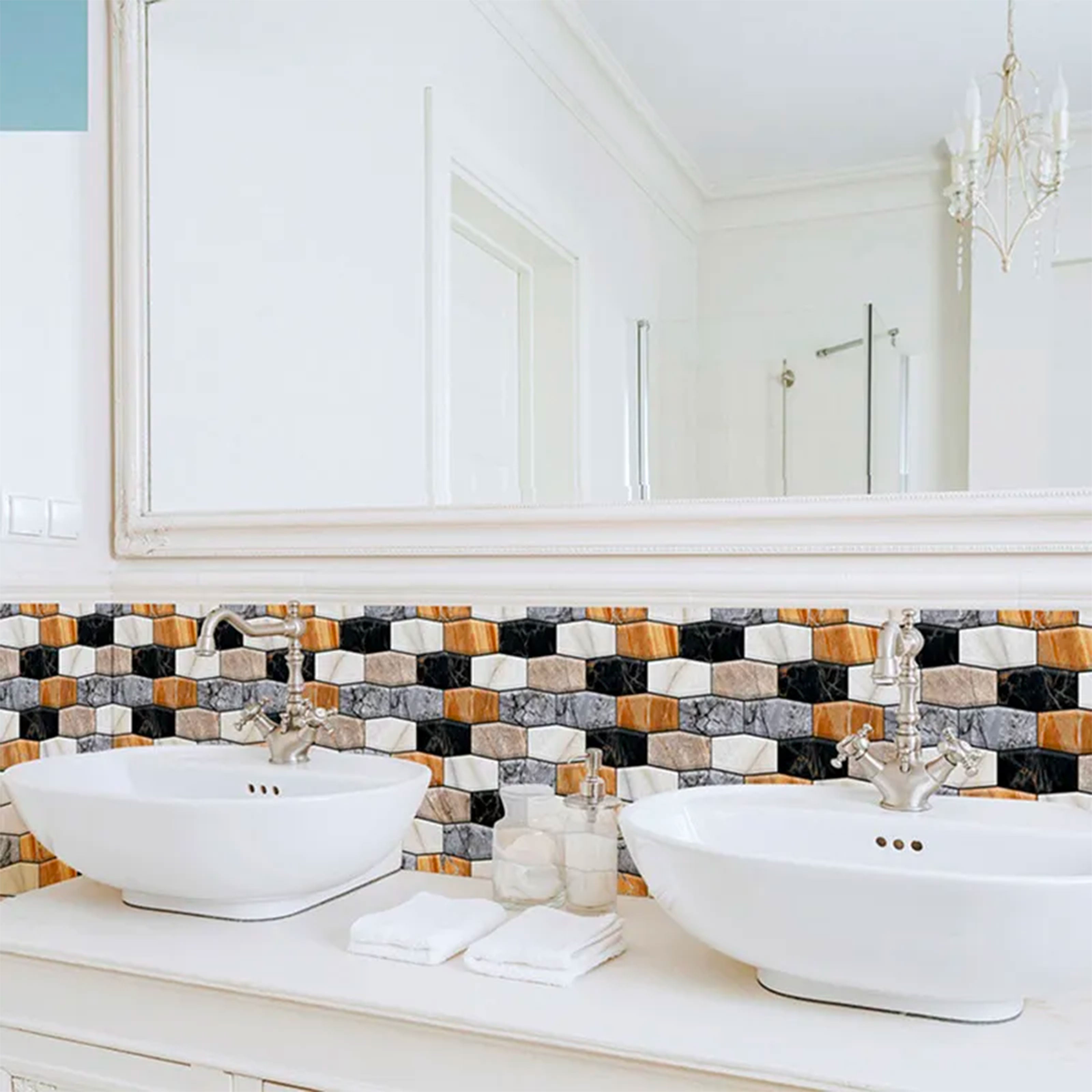 pacco da 4 Pannelli 3D Autoadesivi in PVC 30X30cm vari decori ultrarealistici ideali per bagni e cucine - Eternal Parquet