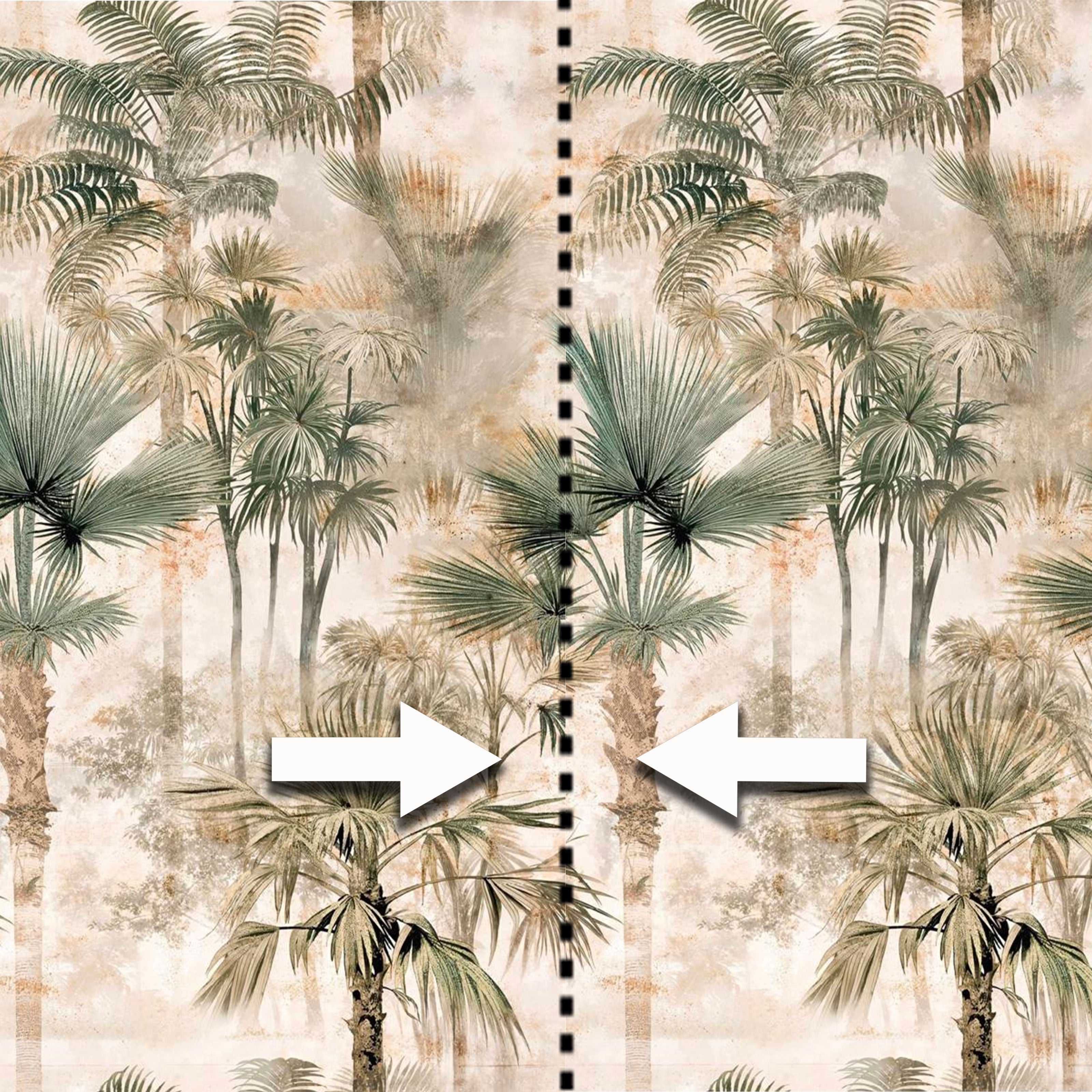 Pannello PALME GOLD 159x280cm di Carta da Parati TNT VINILICO a modulo raccordabile continuativo (3 teli/rotoli) - Eternal Parquet