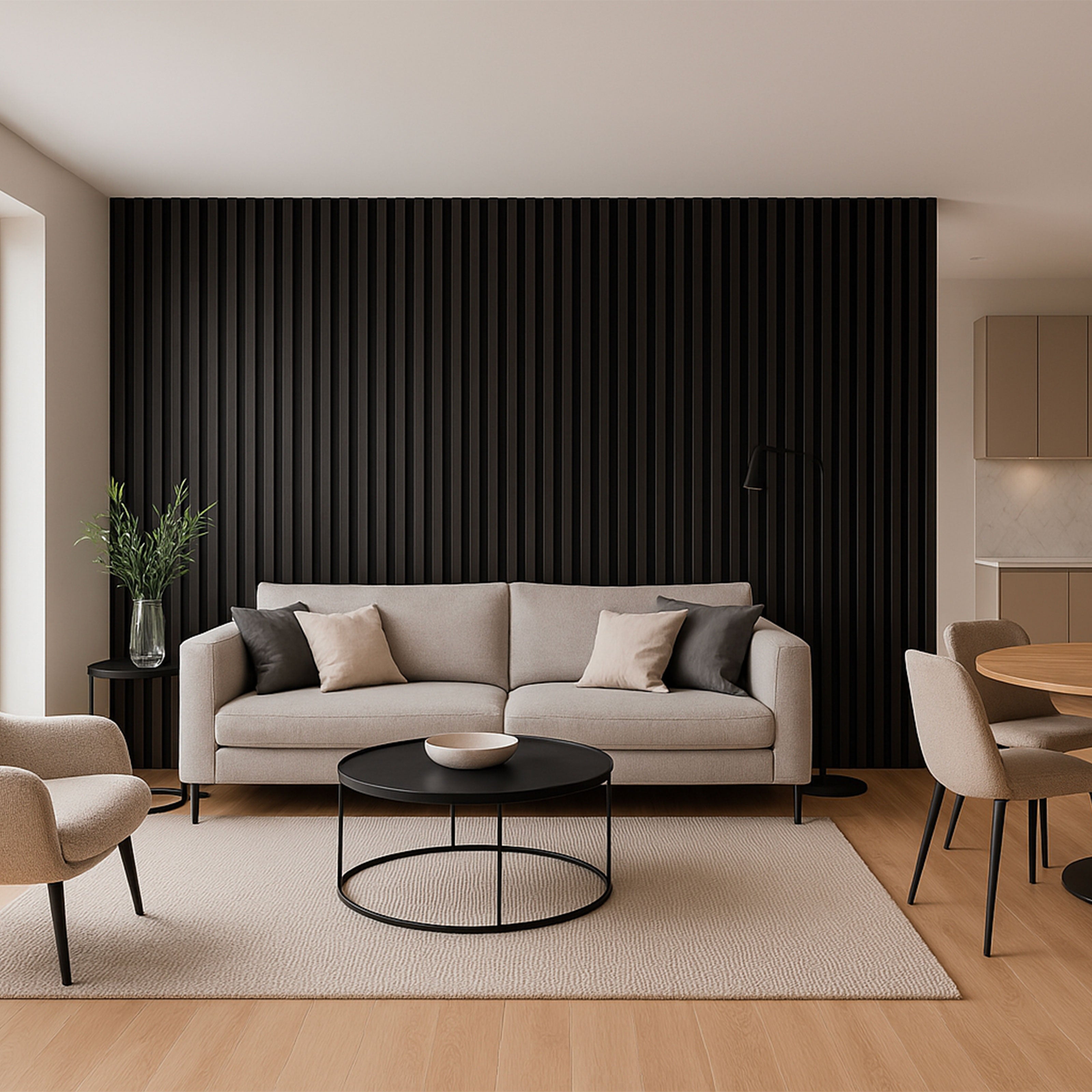 Pannello ACUSTICO Euroacustic Flex (1,65mq) a Lamelli in FIBRA DI LEGNO + feltro mis. 9x600x2750mm varie Texture - Eternal Parquet