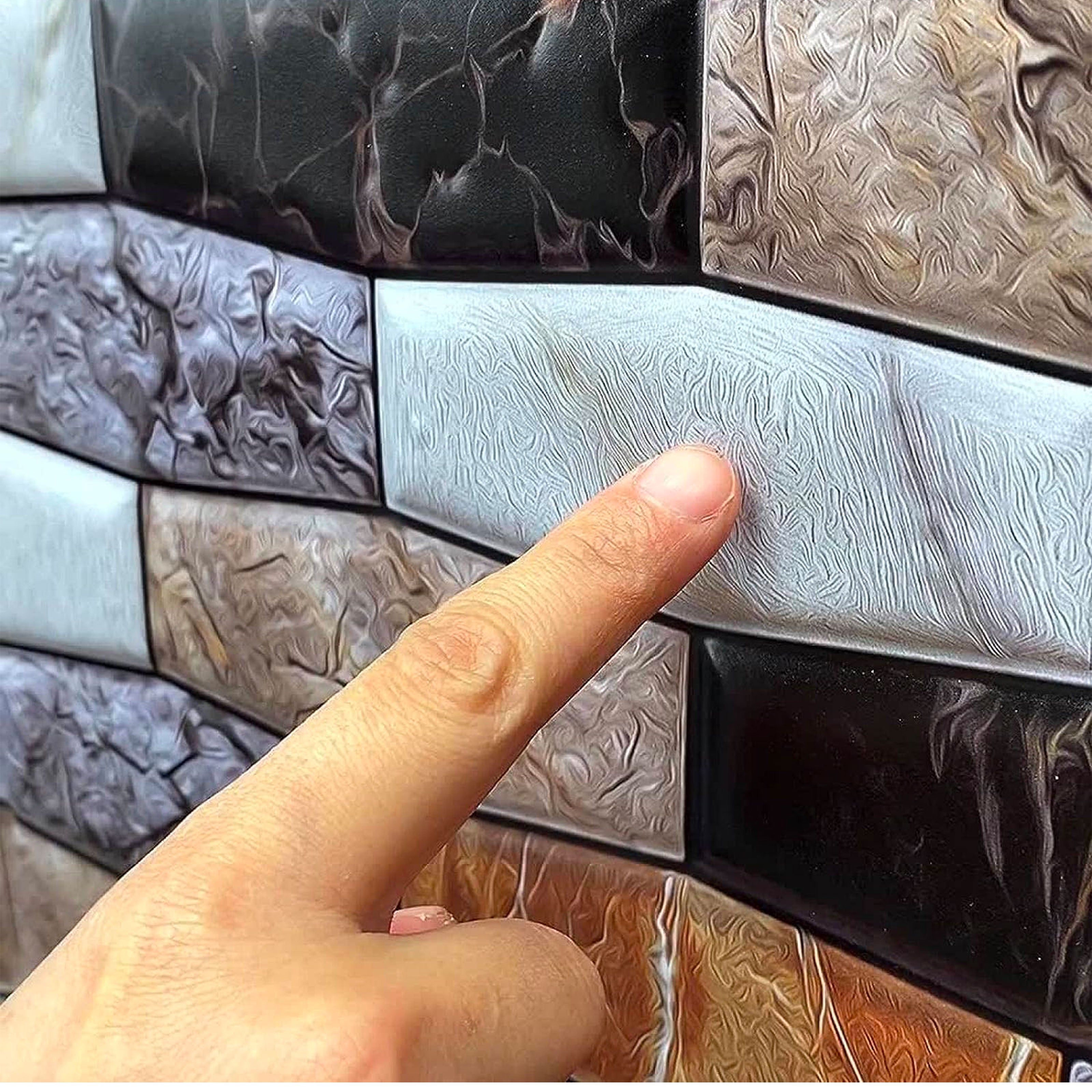 pacco da 4 Pannelli 3D Autoadesivi in PVC 30X30cm vari decori ultrarealistici ideali per bagni e cucine - Eternal Parquet