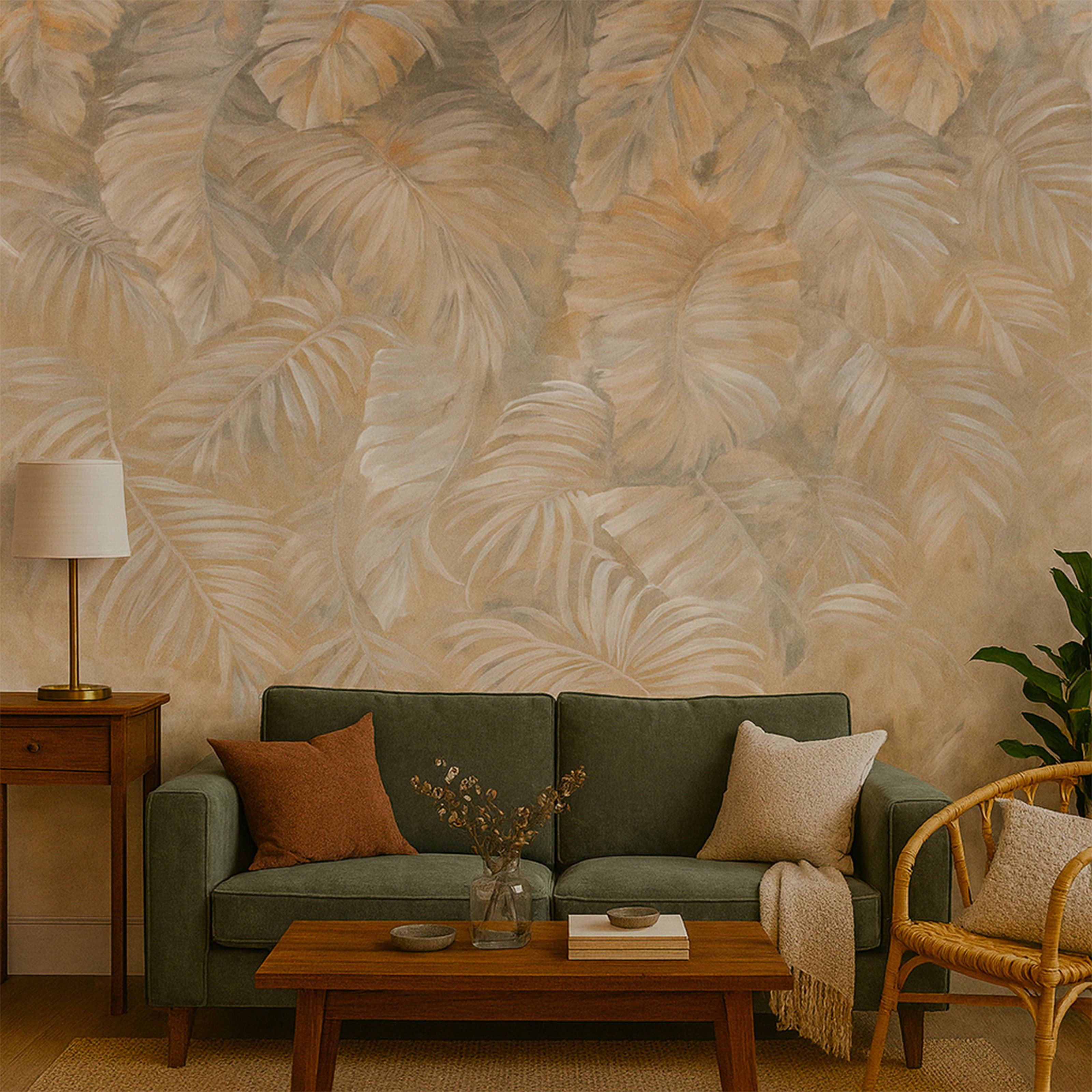 Pannello FOLIAGE FANGO 159x280cm di Carta da Parati TNT VINILICO a modulo raccordabile continuativo (3 teli/rotoli) - Eternal Parquet