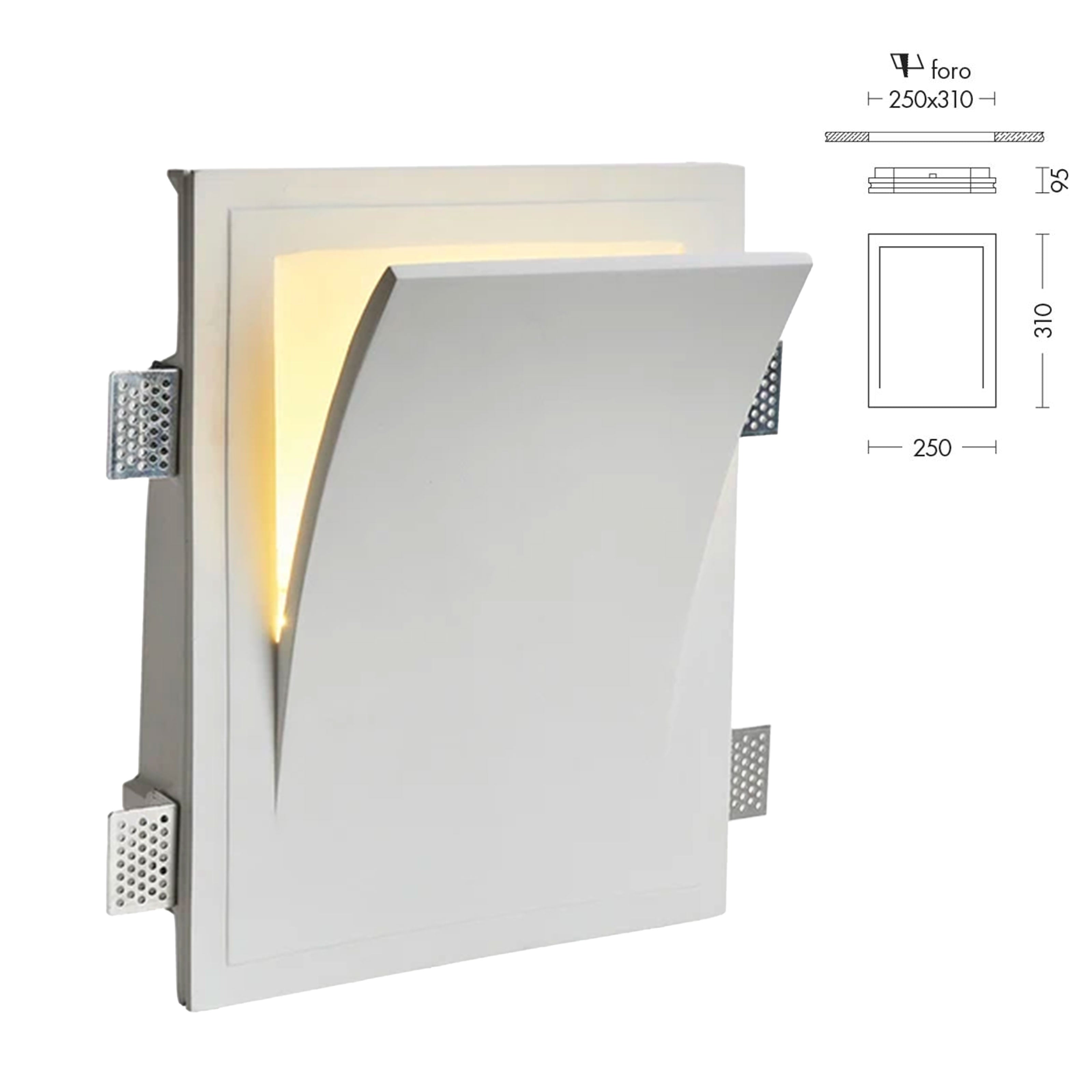 *STOCK* Portafaretto In Gesso Ceramico ad incasso 250x310x95mm 40W GU10 IP20 - Eternal Parquet