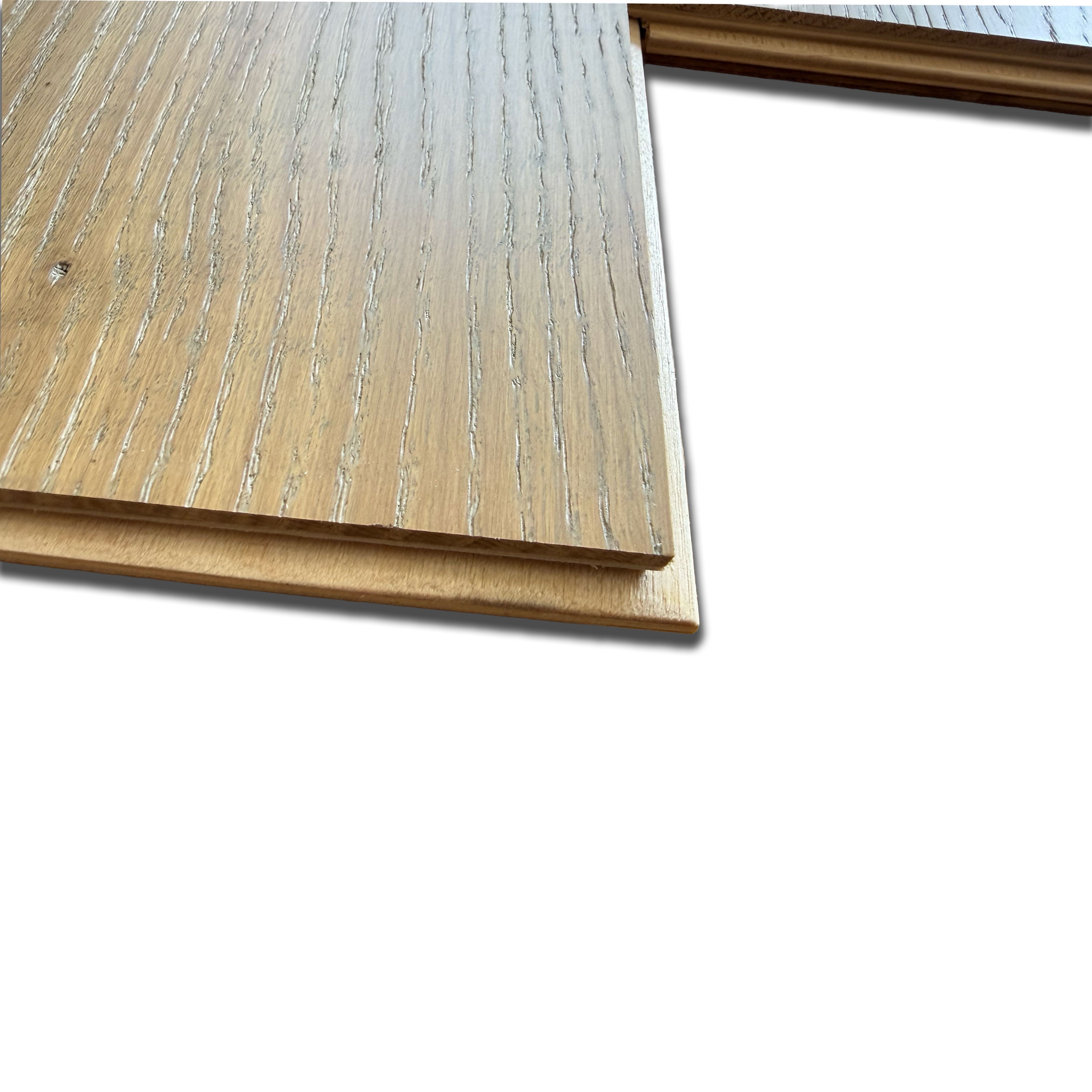 €27,99MQ *STOCK LUXURY* lotto da 33mq Maxilistone in ROVERE gianduia prefinito vern. spazz 15x140x500/1500mm (3mm nobile) - Eternal Parquet