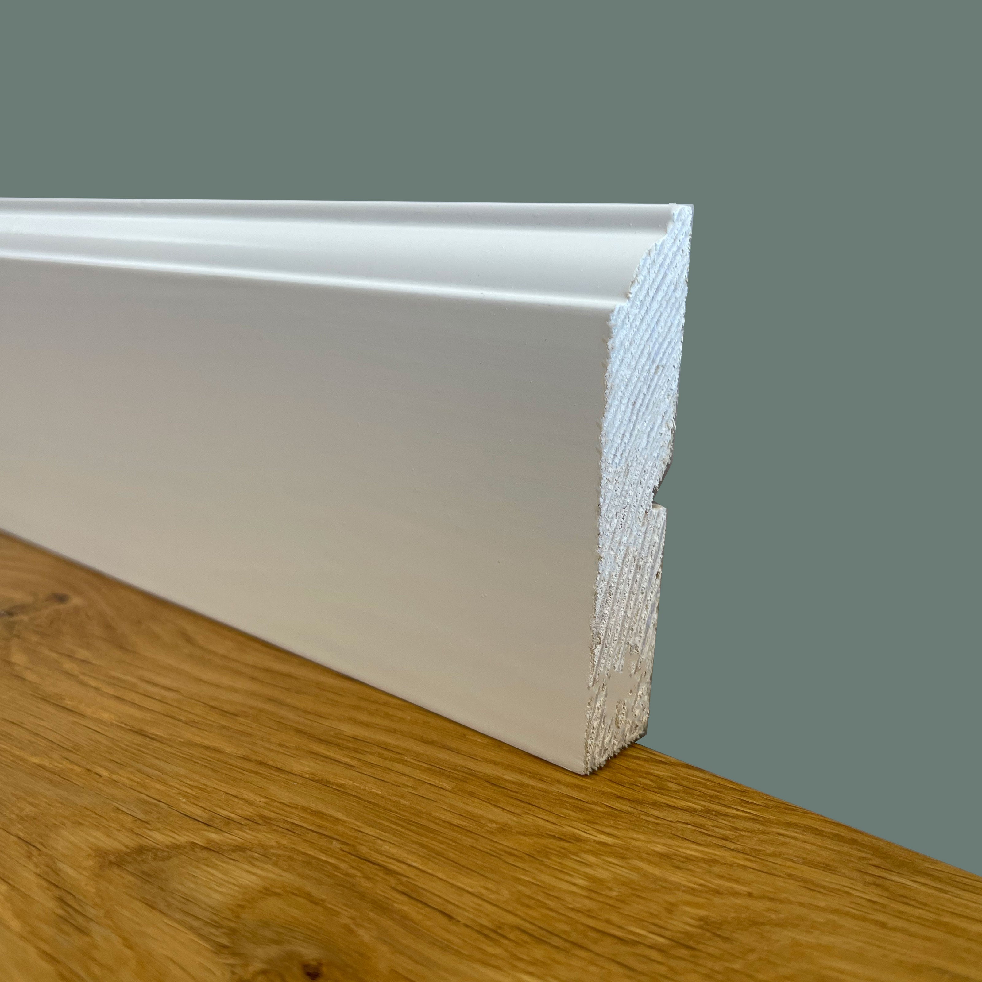 Battiscopa PREMIUM in legno MASSELLO mod.FIRENZE 68x15 laccato bianco liscio (prezzo al metro) Eternal Parquet