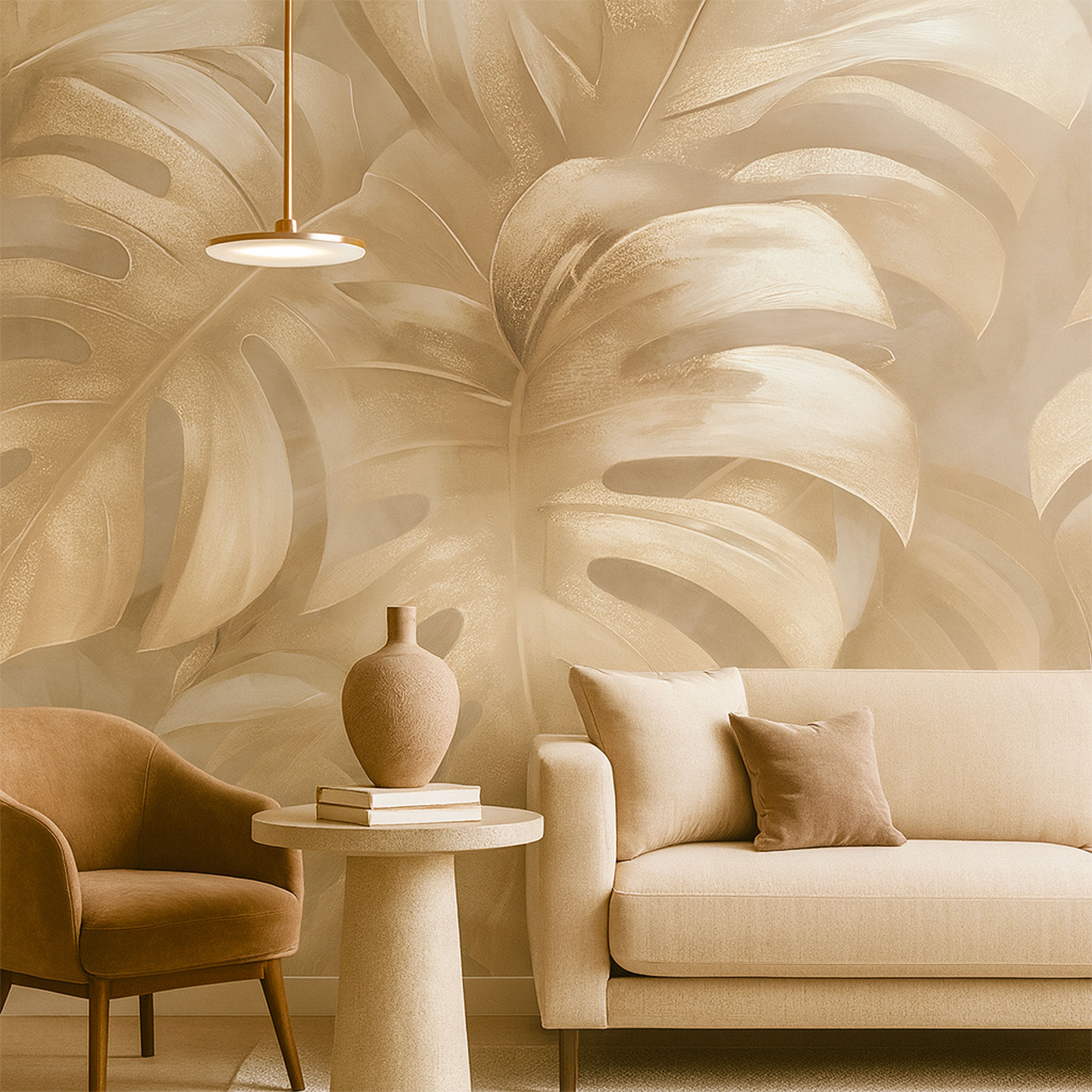 Pannello FOLIAGE TAUPE 159x280cm di Carta da Parati TNT VINILICO a modulo raccordabile continuativo (3 teli/rotoli) - Eternal Parquet