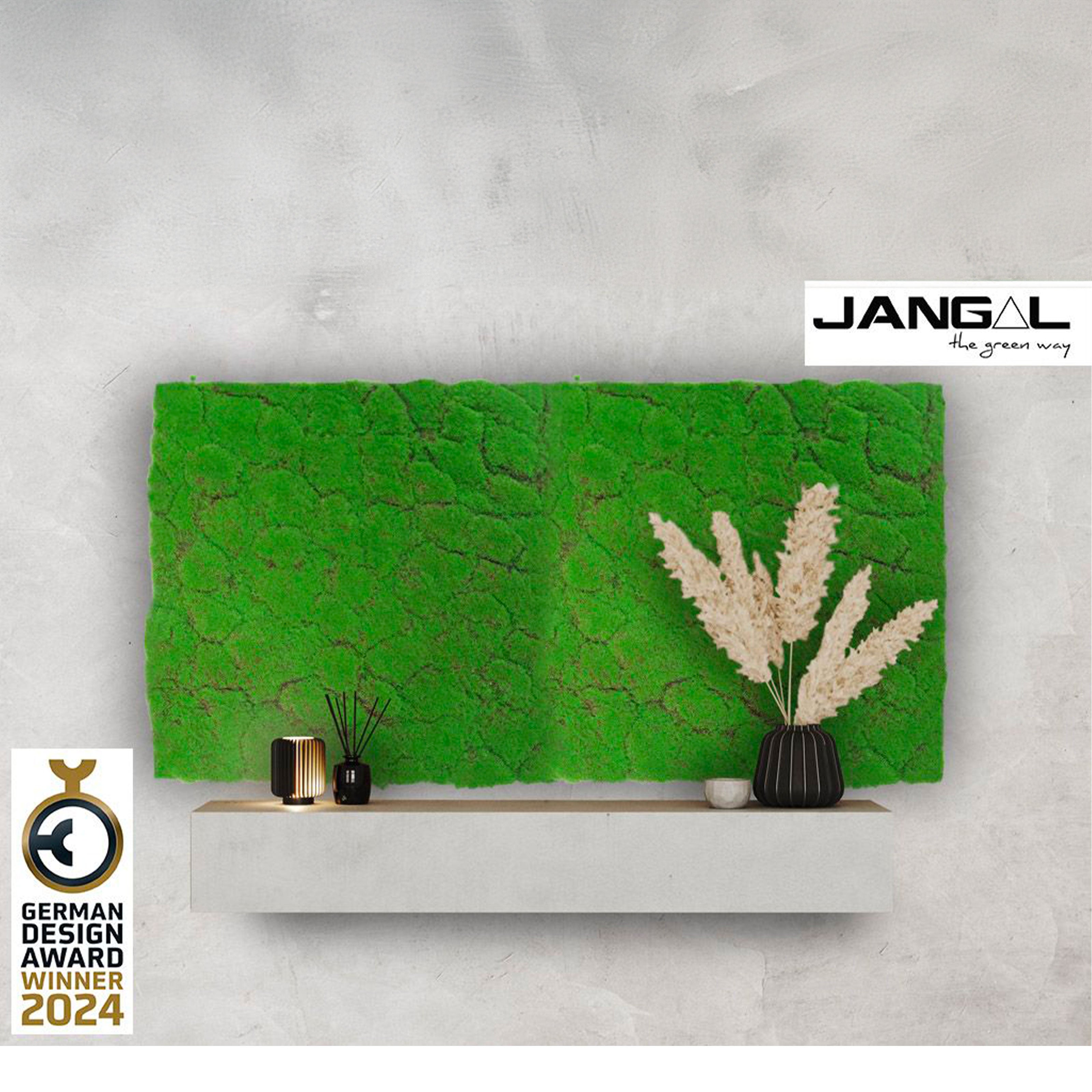 JANGAL Pannelli acustici Modulabili in FLORA sintetica ULTRAREALISTICA 52x52cm mod. FOREST GREEN - Eternal Parquet