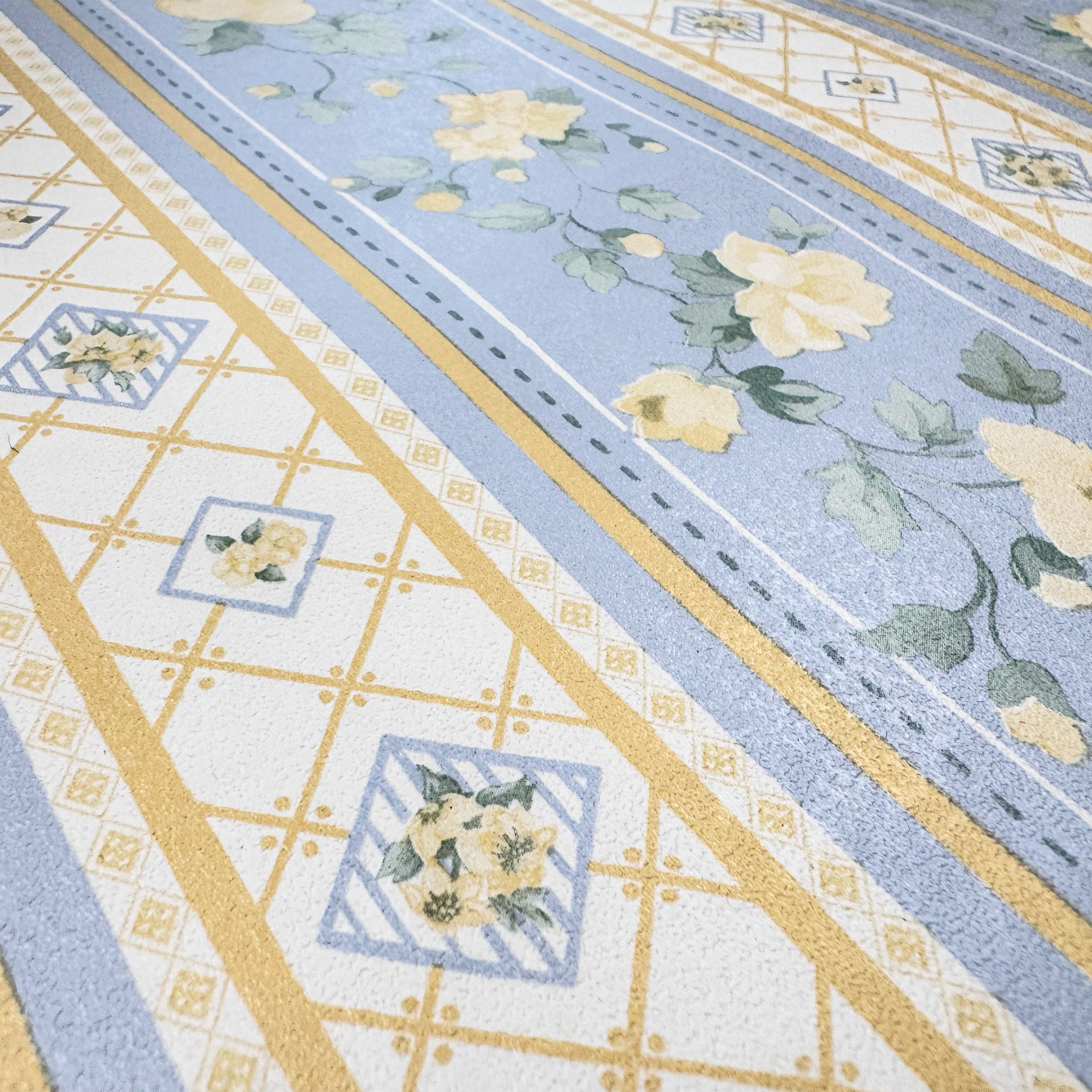 SUPER STOCK €0,56 al mq - Rotolo da 5,2mq (10x0,52mt) di Carta da Parati vinilica Top Quality lavabile GIALLO E AZZURRO - Eternal Parquet