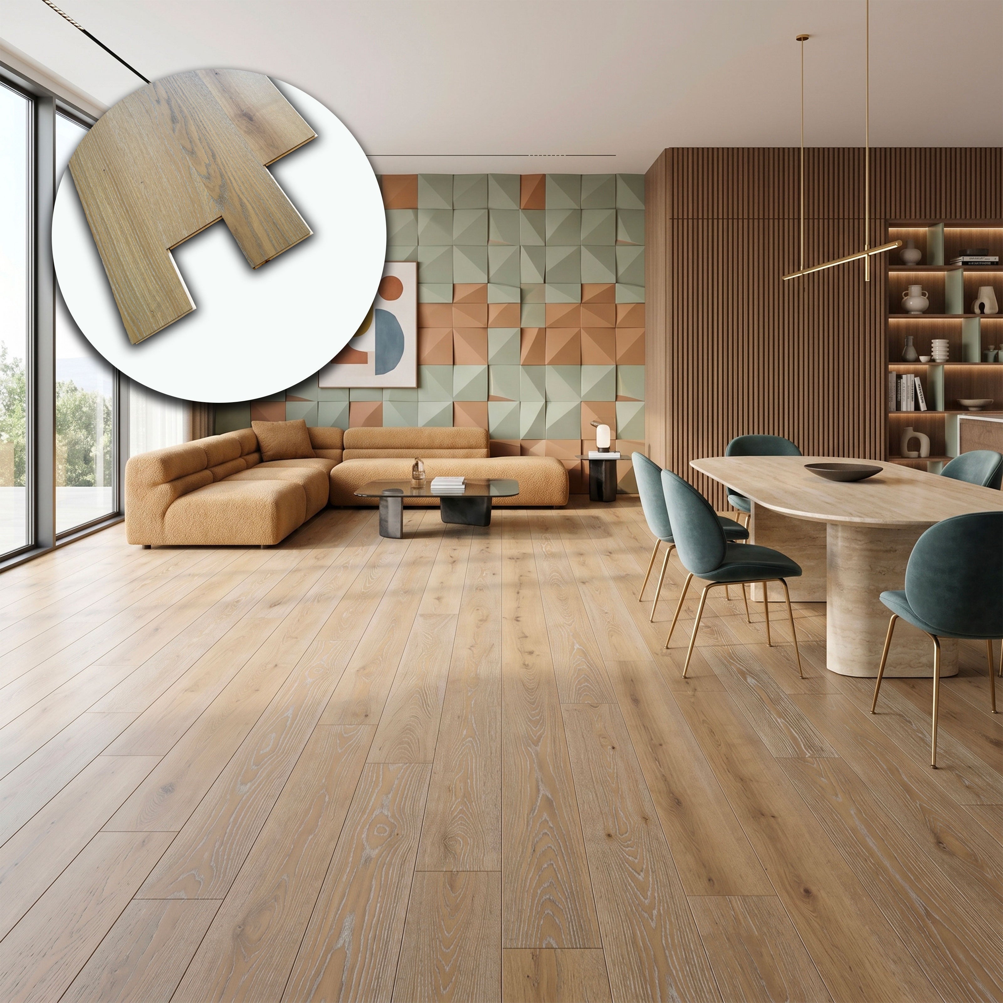 €27,99MQ *STOCK LUXURY* lotto da 33mq Maxilistone in ROVERE gianduia prefinito vern. spazz 15x140x500/1500mm (3mm nobile) - Eternal Parquet
