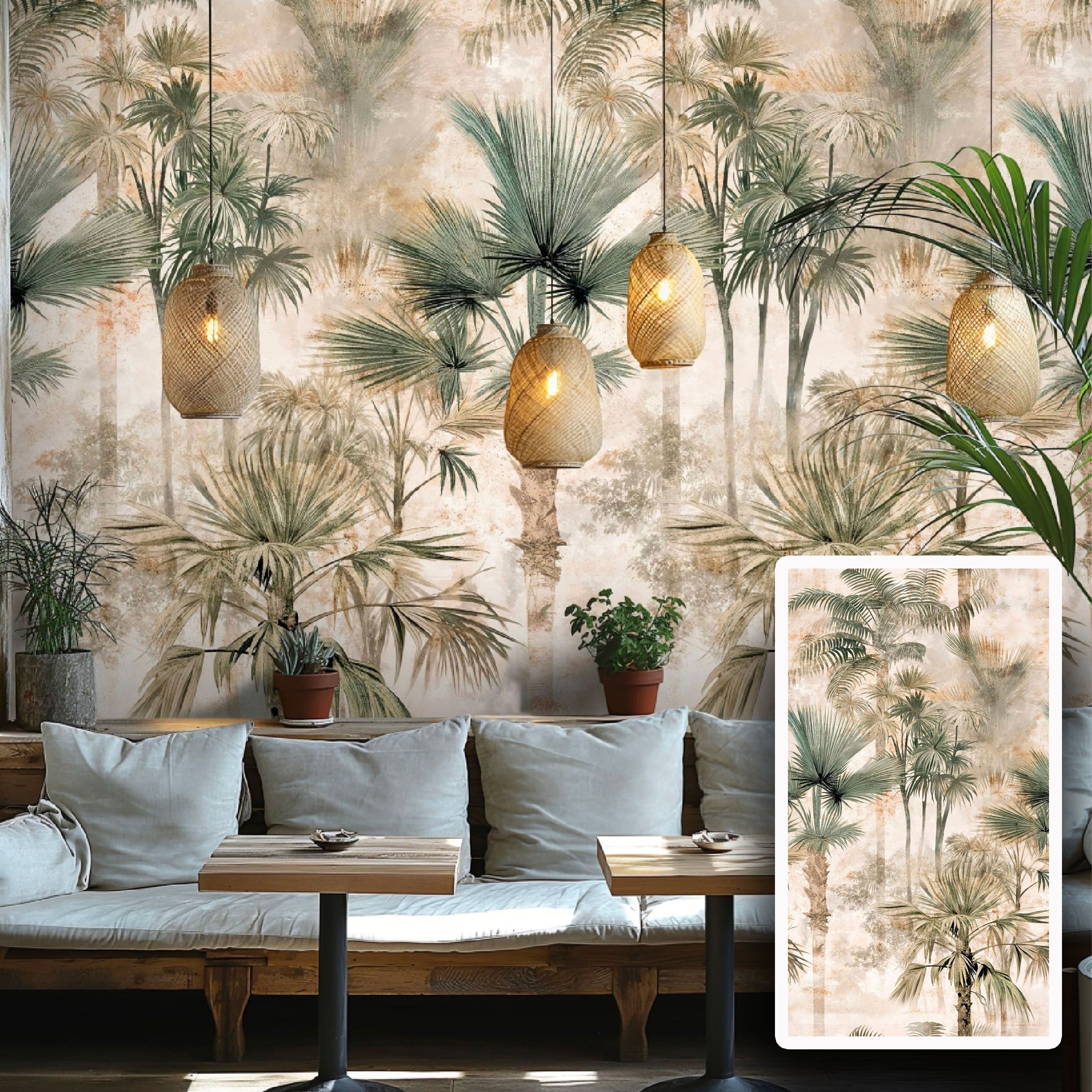 Pannello PALME GOLD 159x280cm di Carta da Parati TNT VINILICO a modulo raccordabile continuativo (3 teli/rotoli) - Eternal Parquet