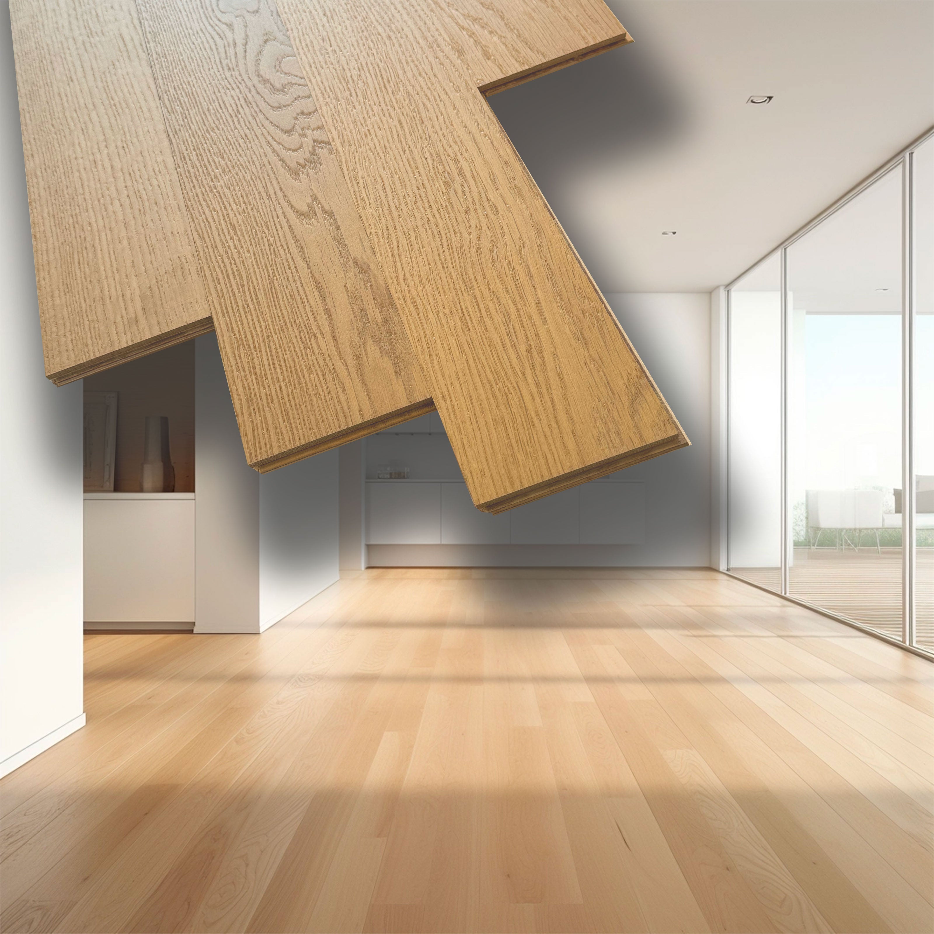 €19,90mq * STOCK GARBELOTTO * Lotto da 11mq di LISTONE Rovere verniciato effetto NATURALE spazz. 10x140x1220 prima scelta - Eternal Parquet