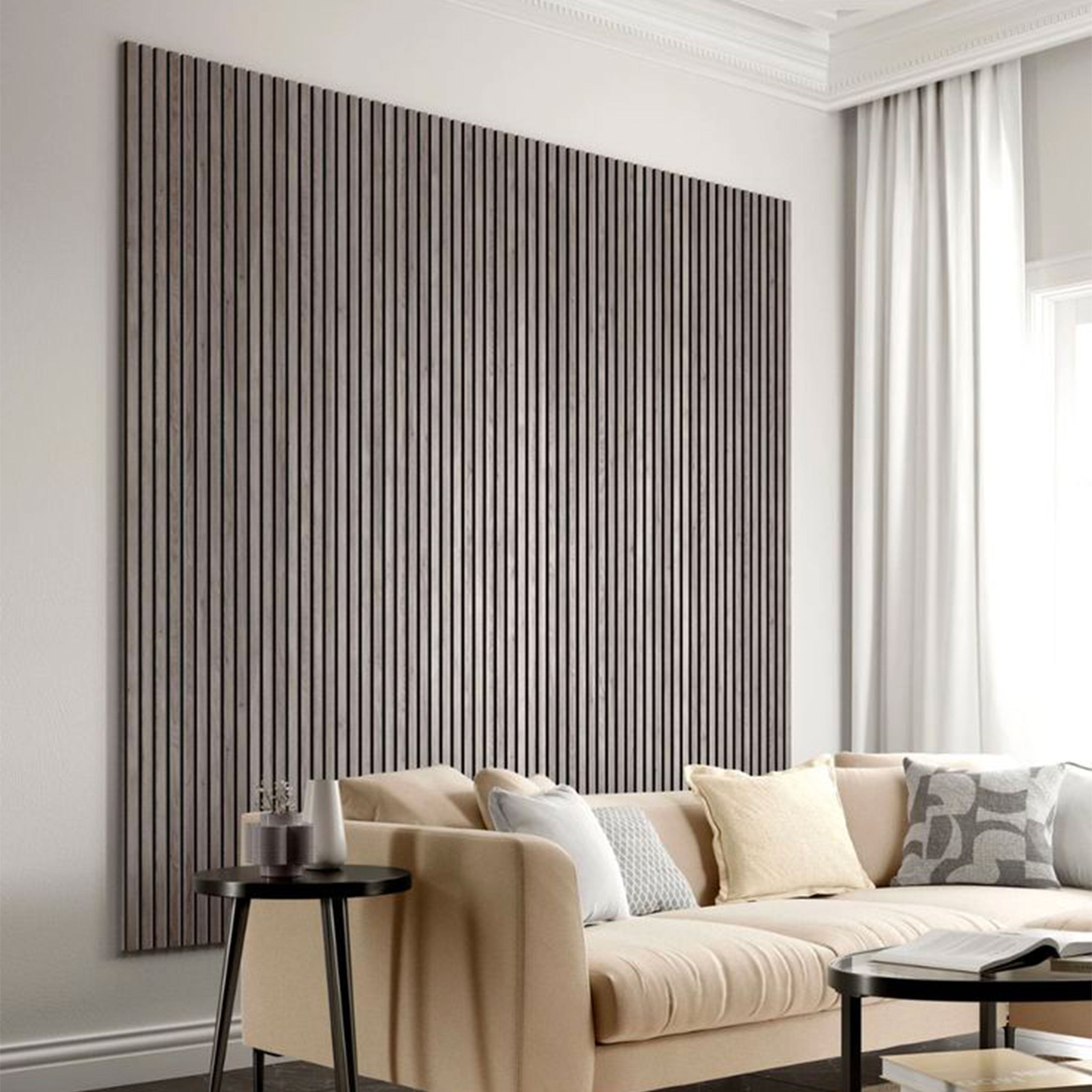 Pannello Acustico Feltro e fibra di legno Lamelli millerighe ROVERE GRIGIO 120x34x1,5 - Eternal Parquet