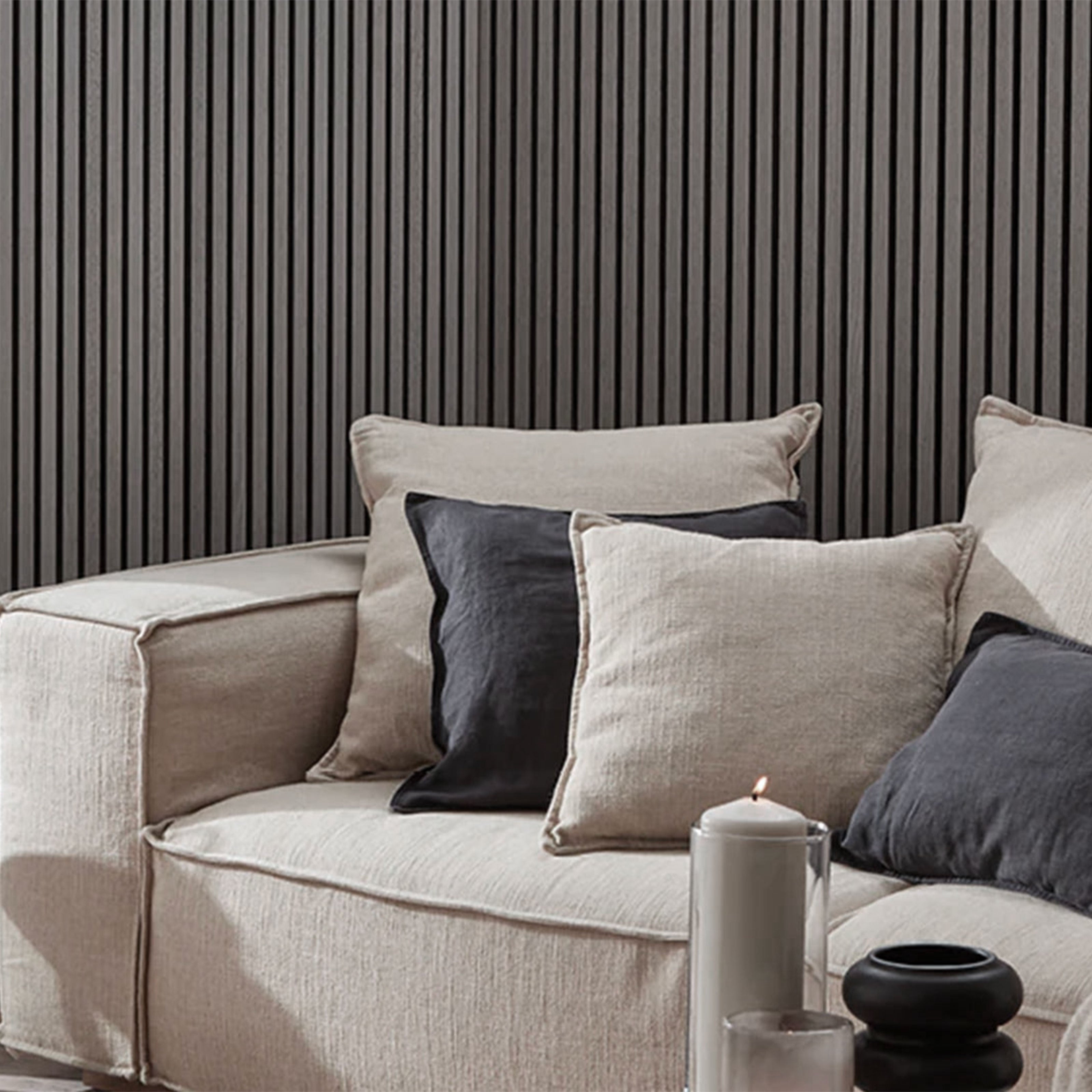 Pannello Acustico Feltro e fibra di legno Lamelli millerighe ROVERE GRIGIO 120x34x1,5 - Eternal Parquet